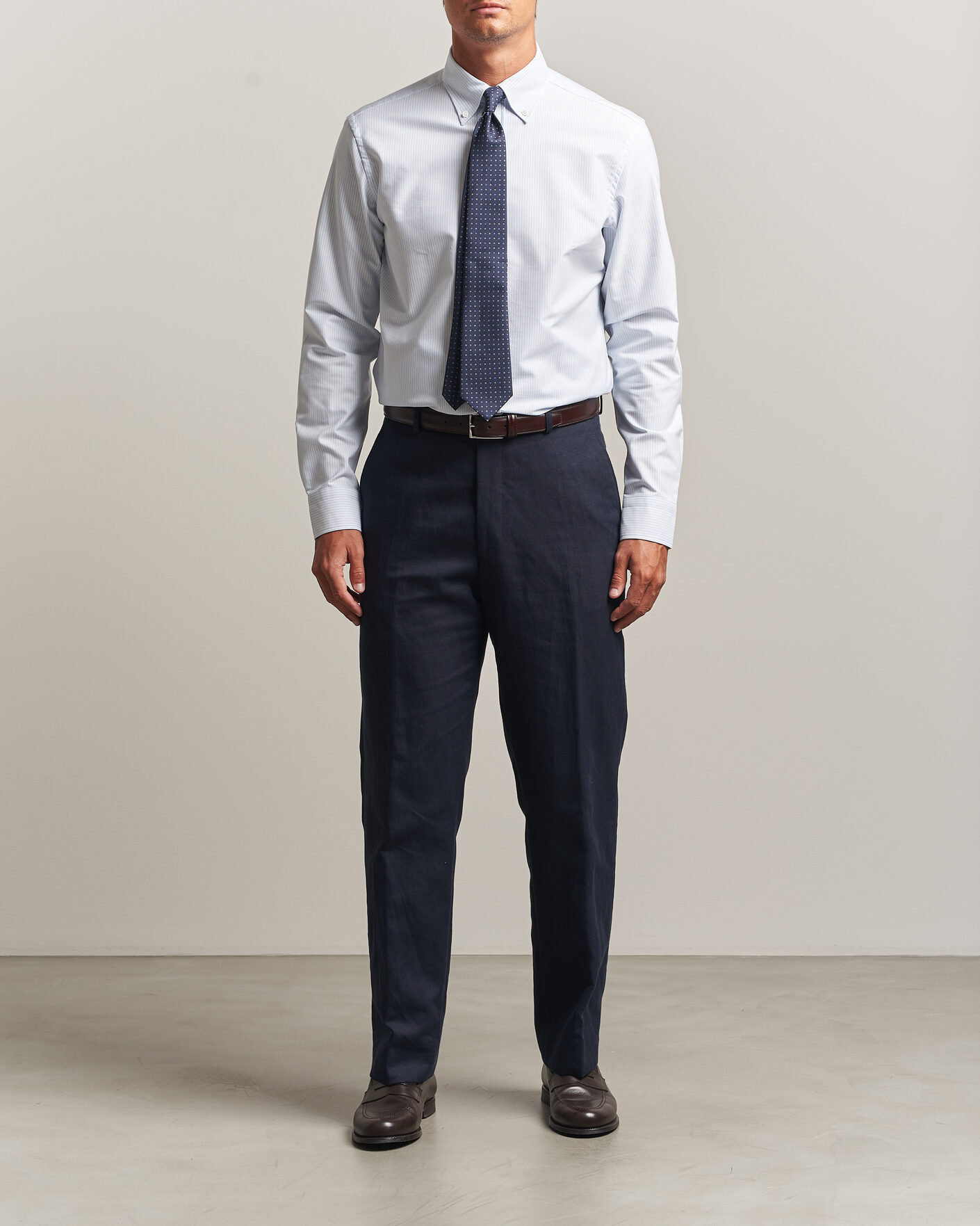 Hombres | Camisas | Canali | Oxford Button Down Shirt Light Blue Stripe
