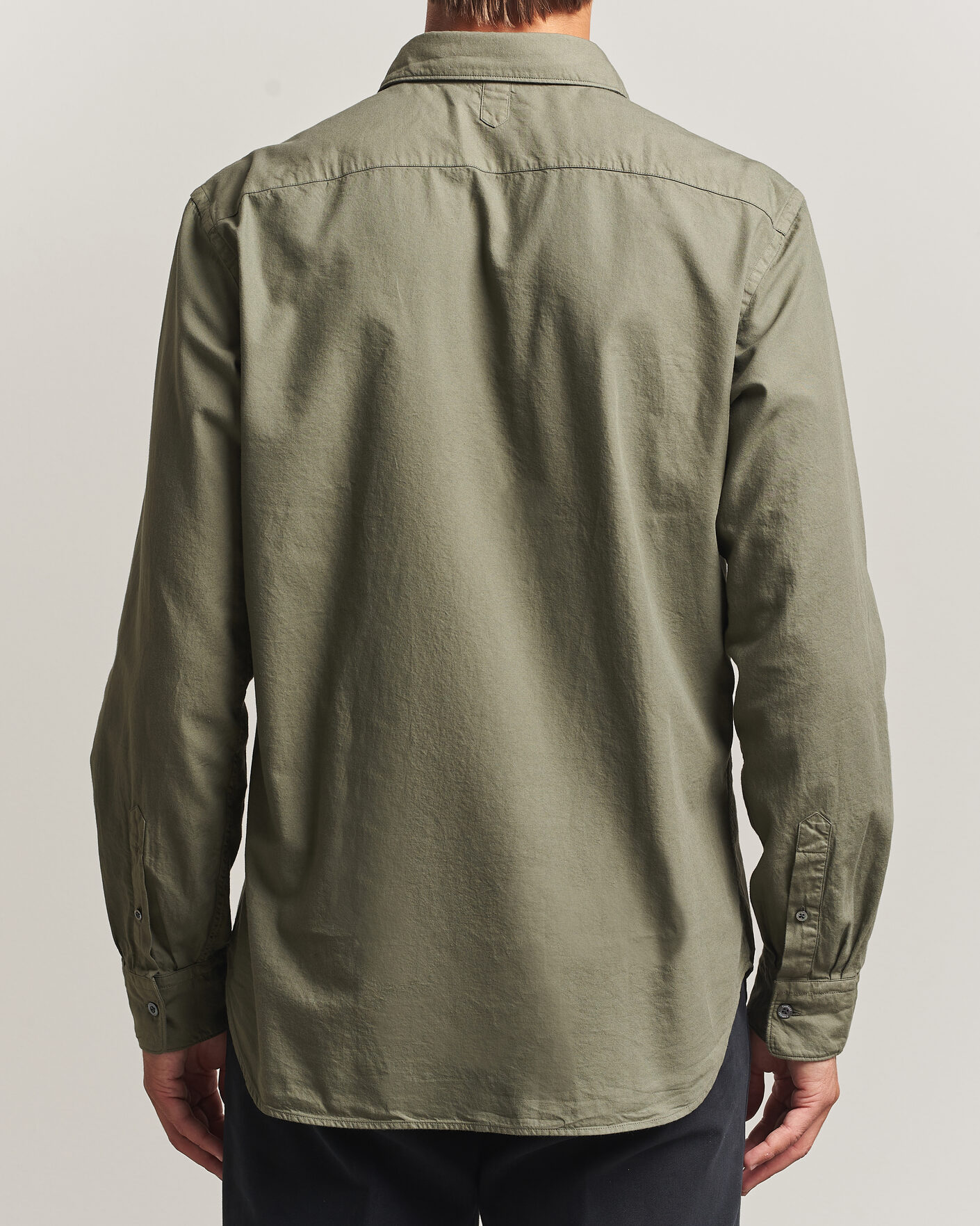 Hombres | Camisas | Canali | Garment Dyed Cotton Shirt Olive