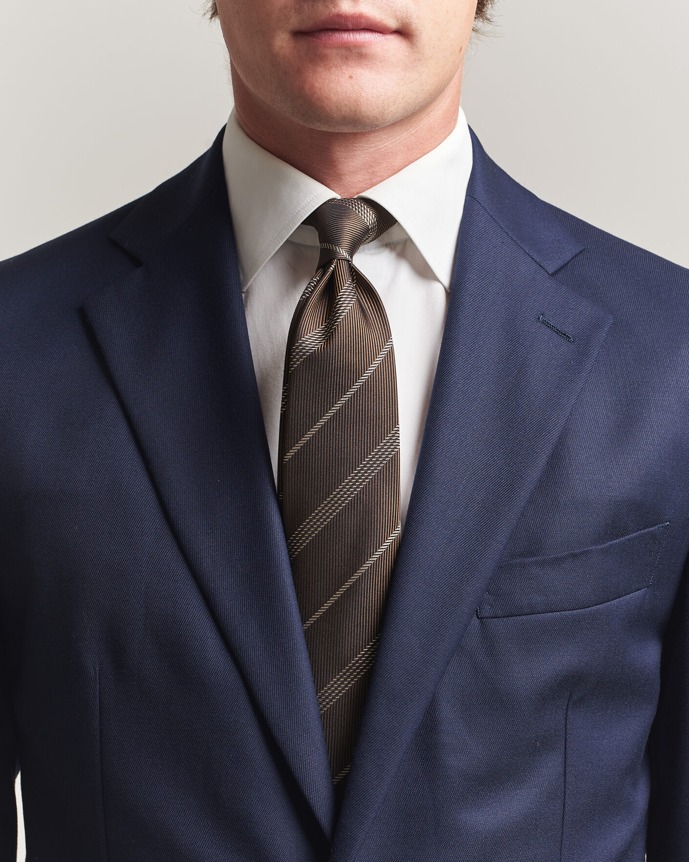 Hombres | Corbatas | Canali | Regimental Stripe Silk Tie Brown