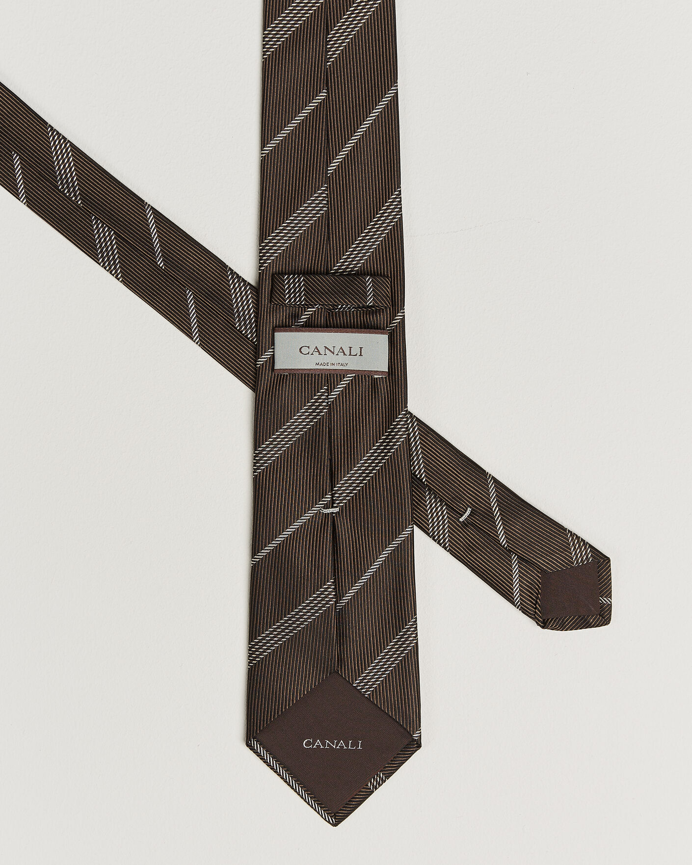 Hombres | Corbatas | Canali | Regimental Stripe Silk Tie Brown