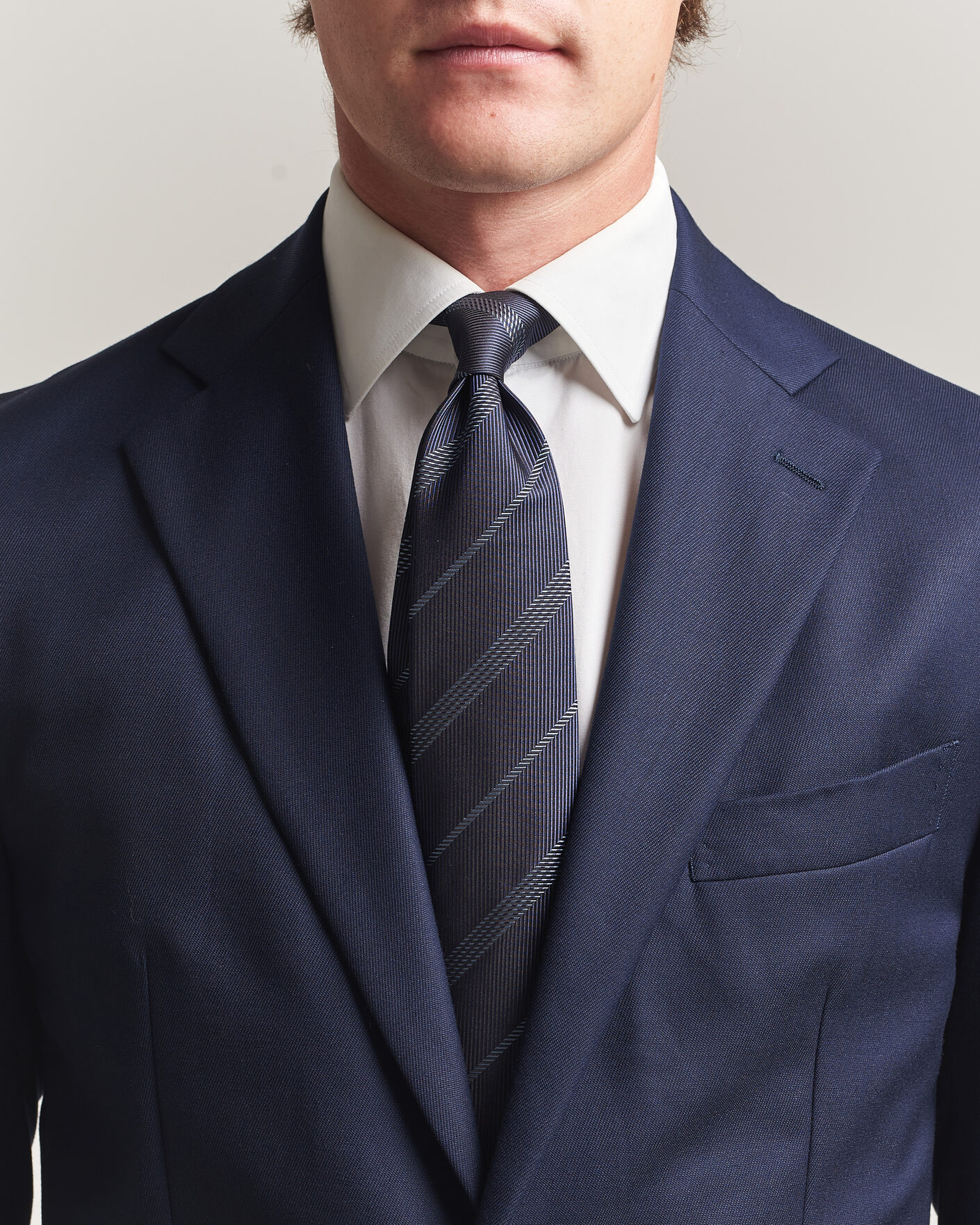 Hombres | Corbatas | Canali | Regimental Stripe Silk Tie Navy