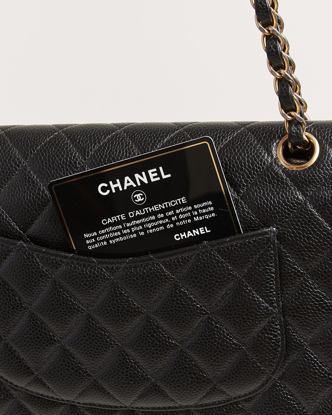 Hombres | Chanel Pre-Owned Classic Medium Double Flap Bag Caviar Leather Black | Chanel Pre-Owned | Classic Medium Double Flap Bag Caviar Leather Black