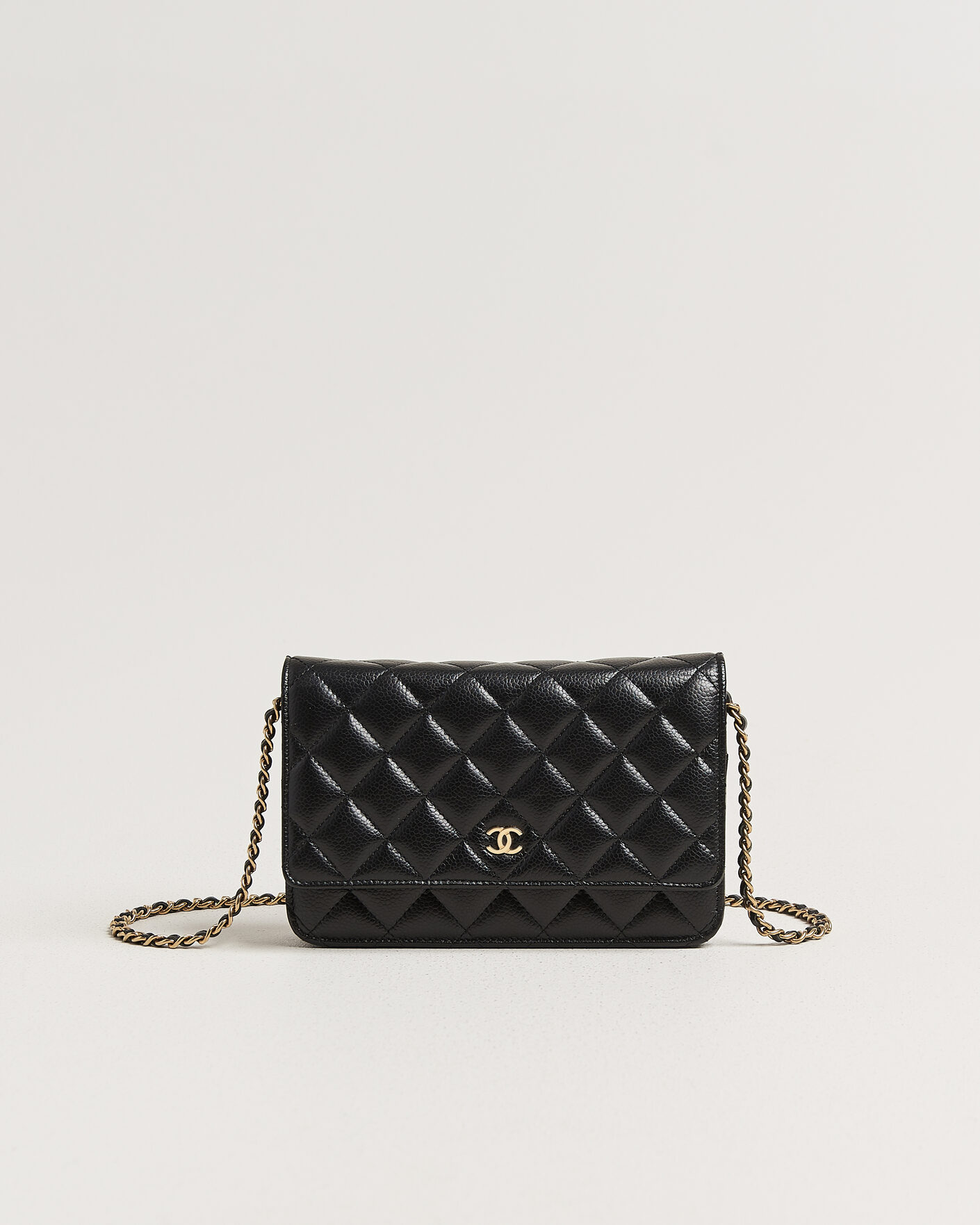Hombres | Pre-Owned & Vintage Bags | Chanel Pre-Owned | Wallet On Chain Caviar Leather Black