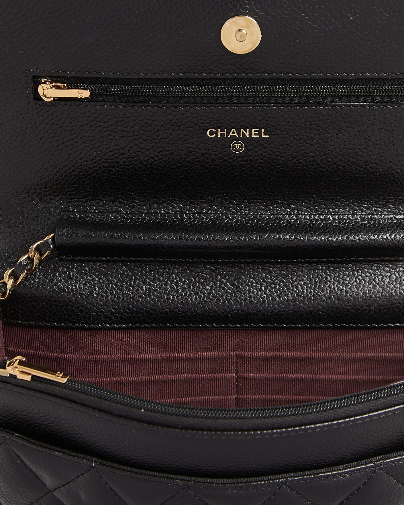 Hombres | Pre-Owned & Vintage Bags | Chanel Pre-Owned | Wallet On Chain Caviar Leather Black
