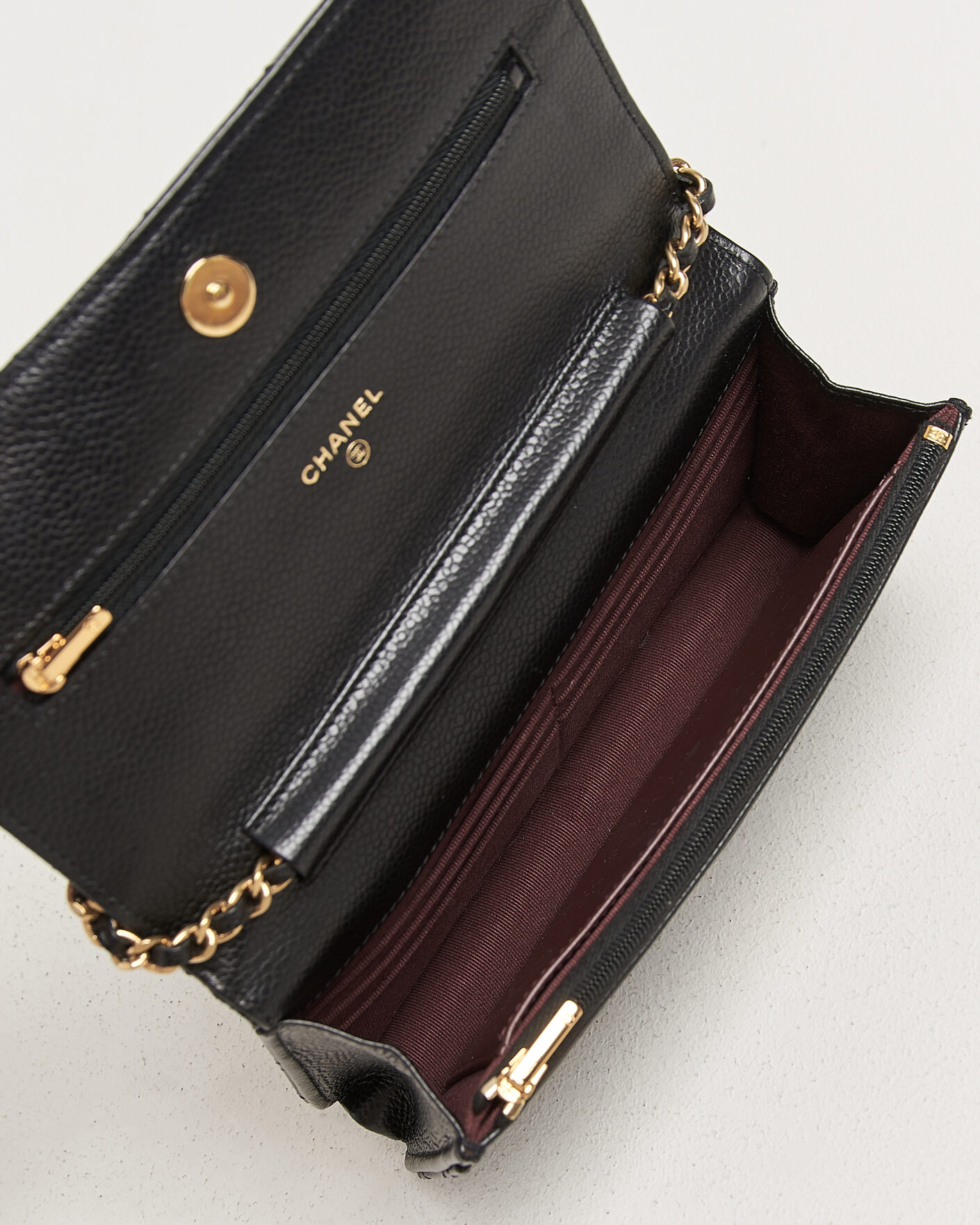 Hombres | Pre-Owned & Vintage Bags | Chanel Pre-Owned | Wallet On Chain Caviar Leather Black