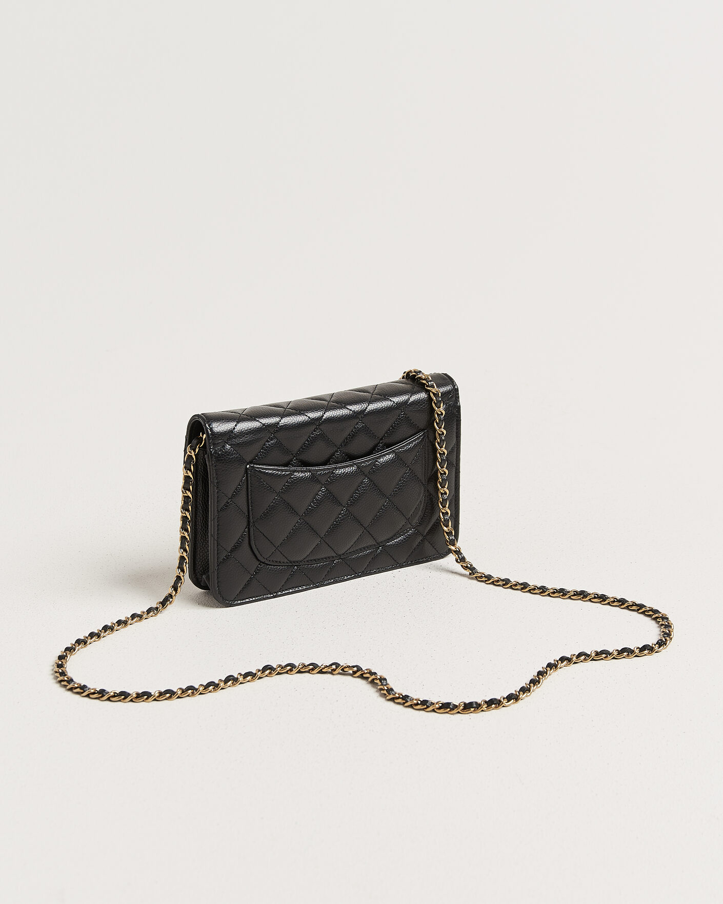 Hombres | Pre-Owned & Vintage Bags | Chanel Pre-Owned | Wallet On Chain Caviar Leather Black