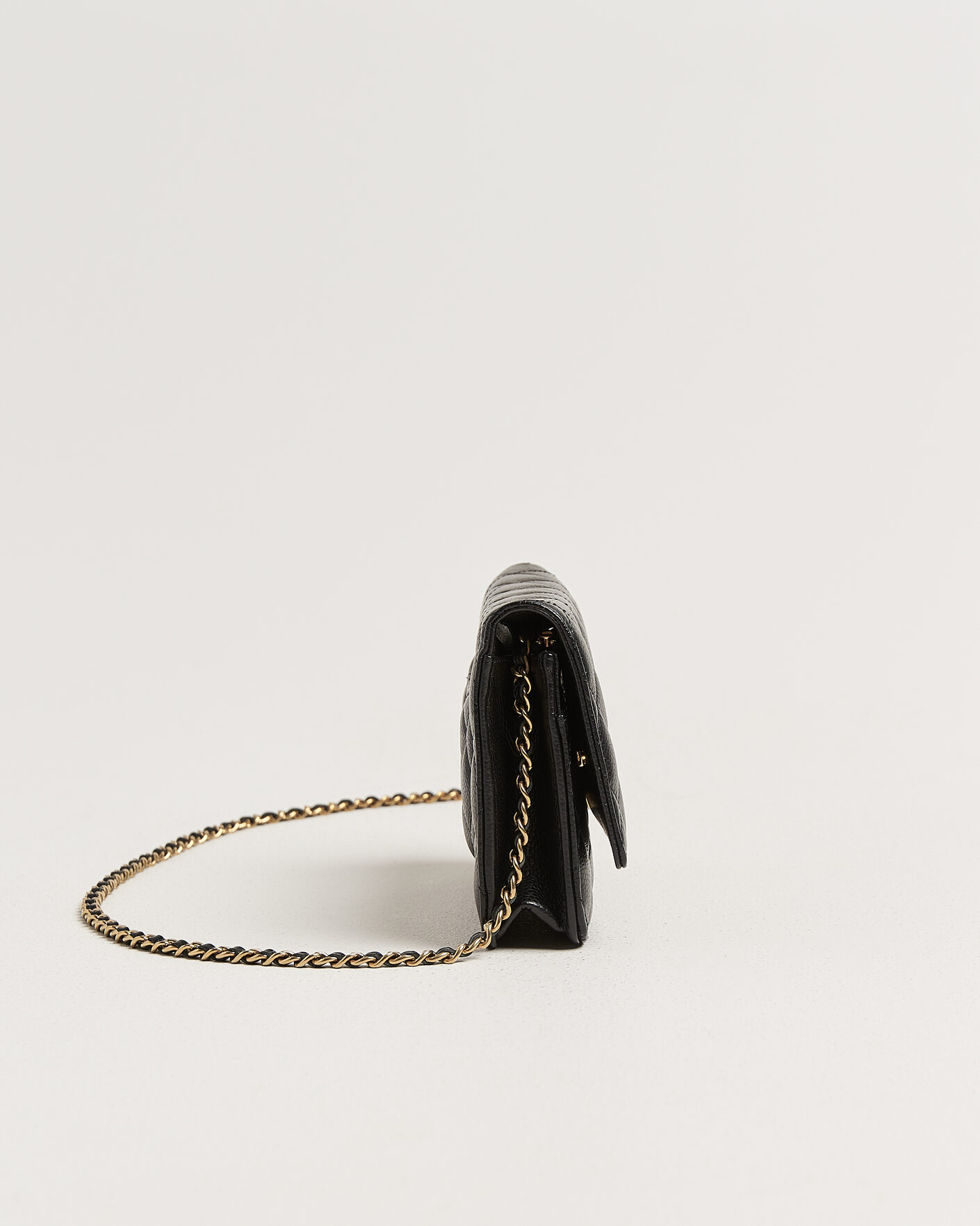 Hombres | Pre-Owned & Vintage Bags | Chanel Pre-Owned | Wallet On Chain Caviar Leather Black