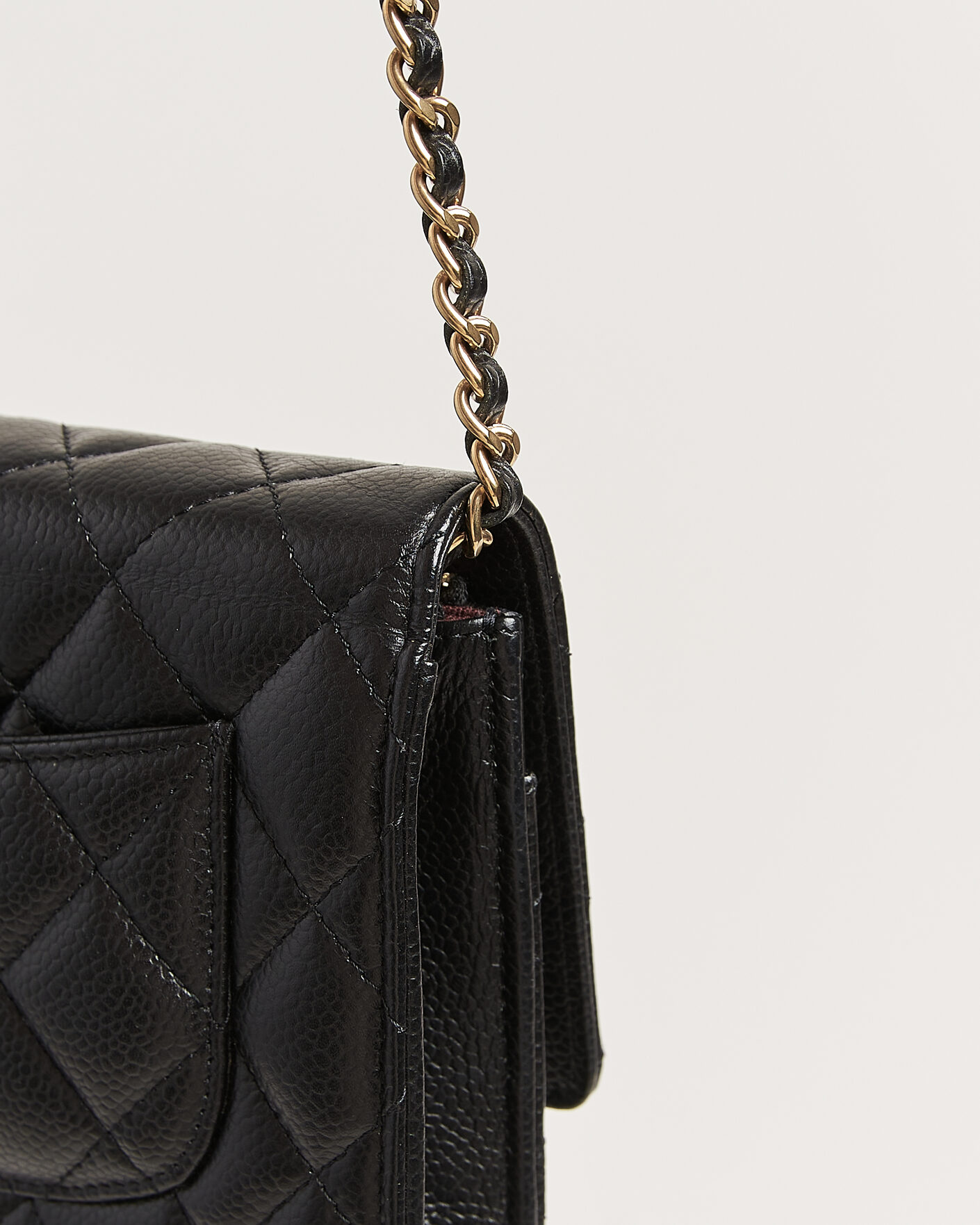 Hombres | Pre-Owned & Vintage Bags | Chanel Pre-Owned | Wallet On Chain Caviar Leather Black