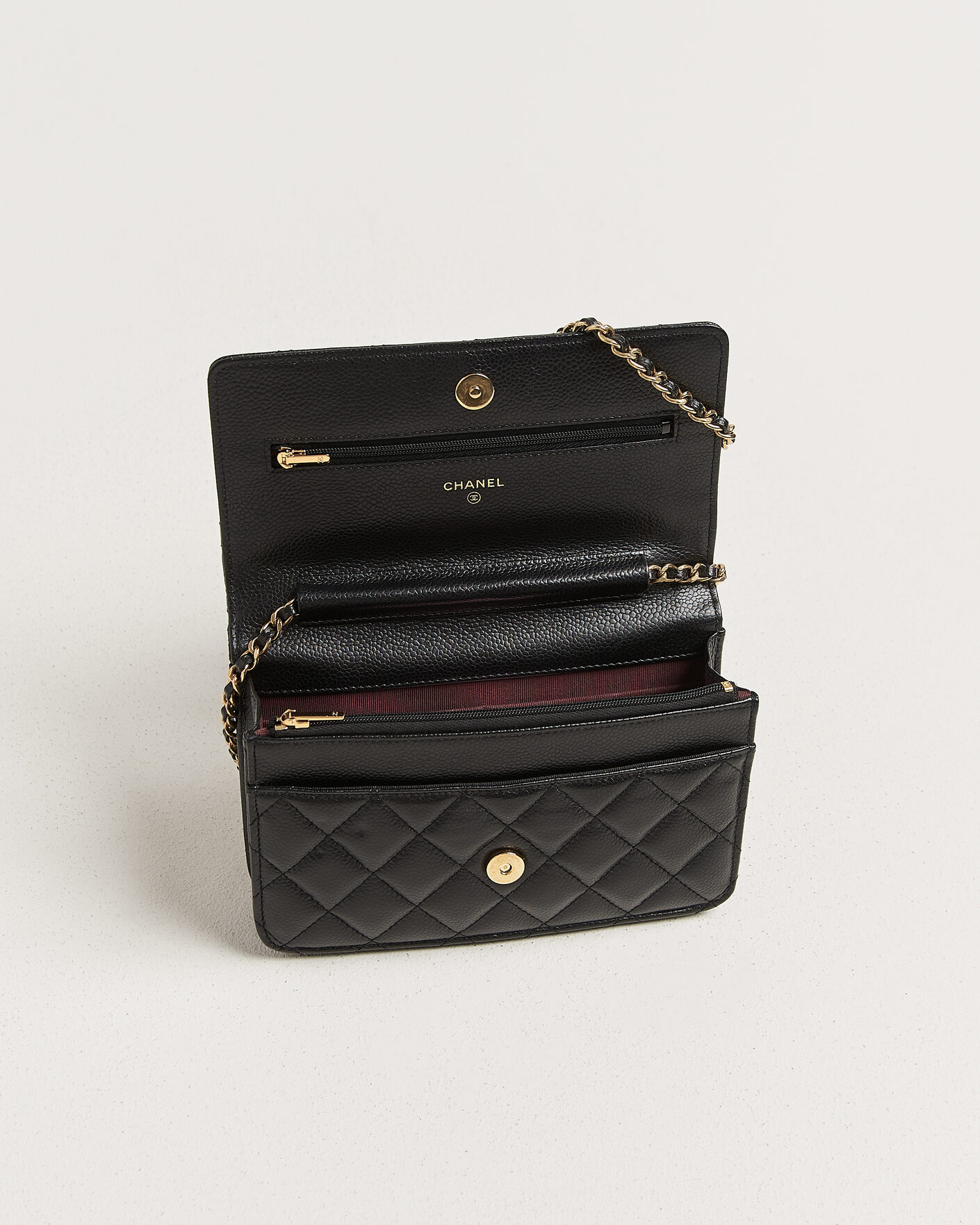 Hombres | Pre-Owned & Vintage Bags | Chanel Pre-Owned | Wallet On Chain Caviar Leather Black