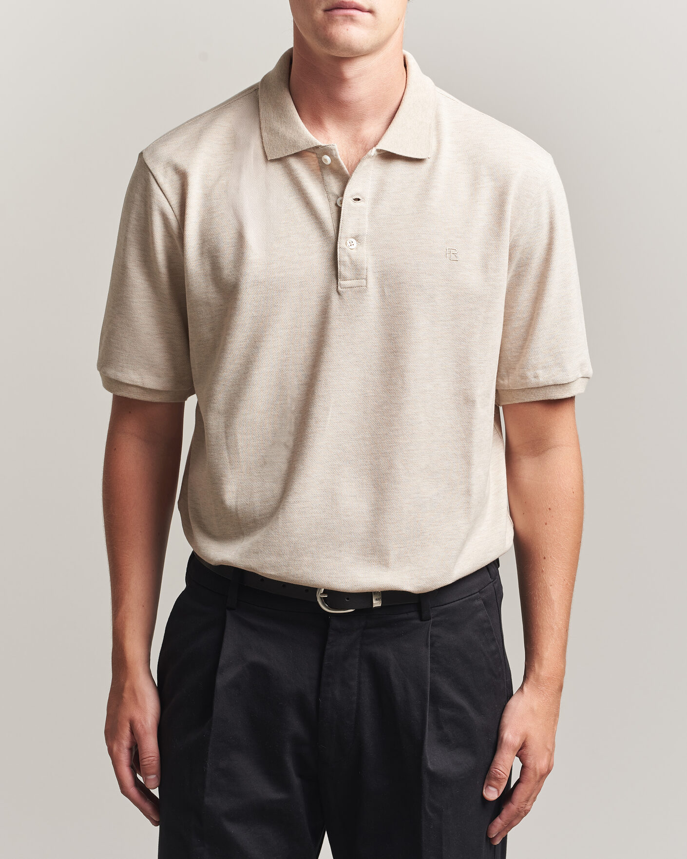 Hombres | Polos | Ralph Lauren Purple Label | Short Sleeve Mercerized Cotton Polo Beige Melange