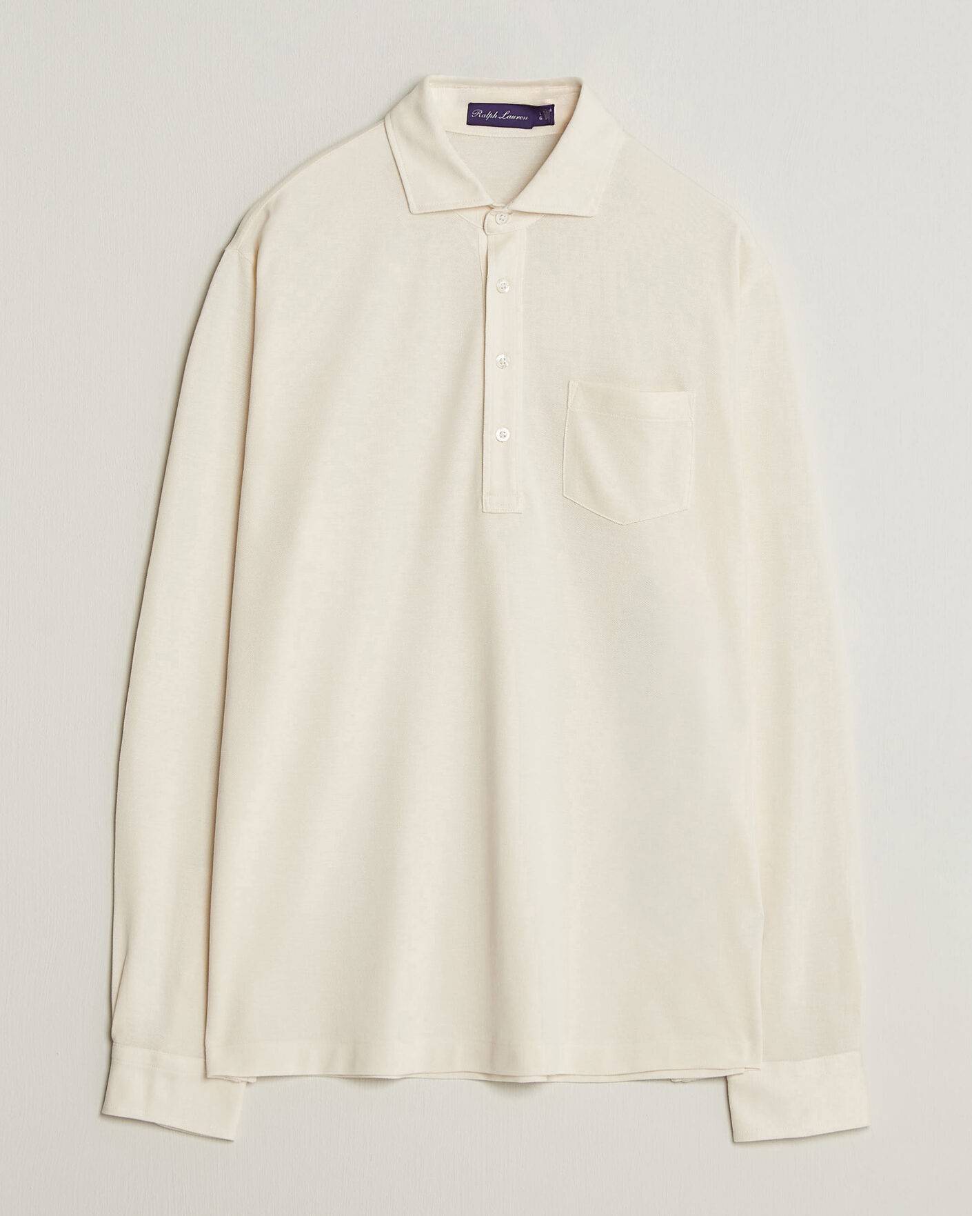 Hombres | Polos | Ralph Lauren Purple Label | Long Sleeve Washed Polo Classic Cream