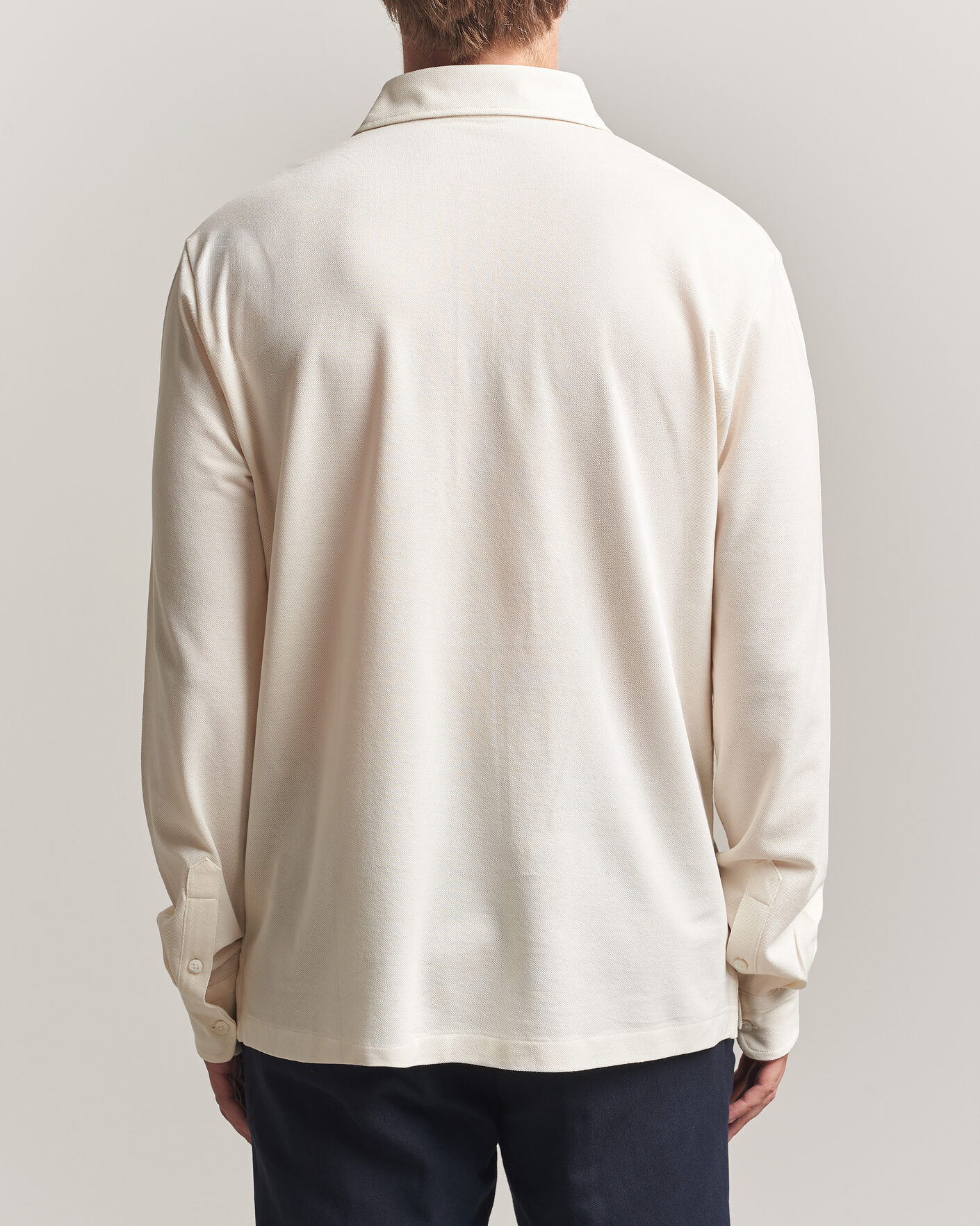 Hombres | Polos | Ralph Lauren Purple Label | Long Sleeve Washed Polo Classic Cream