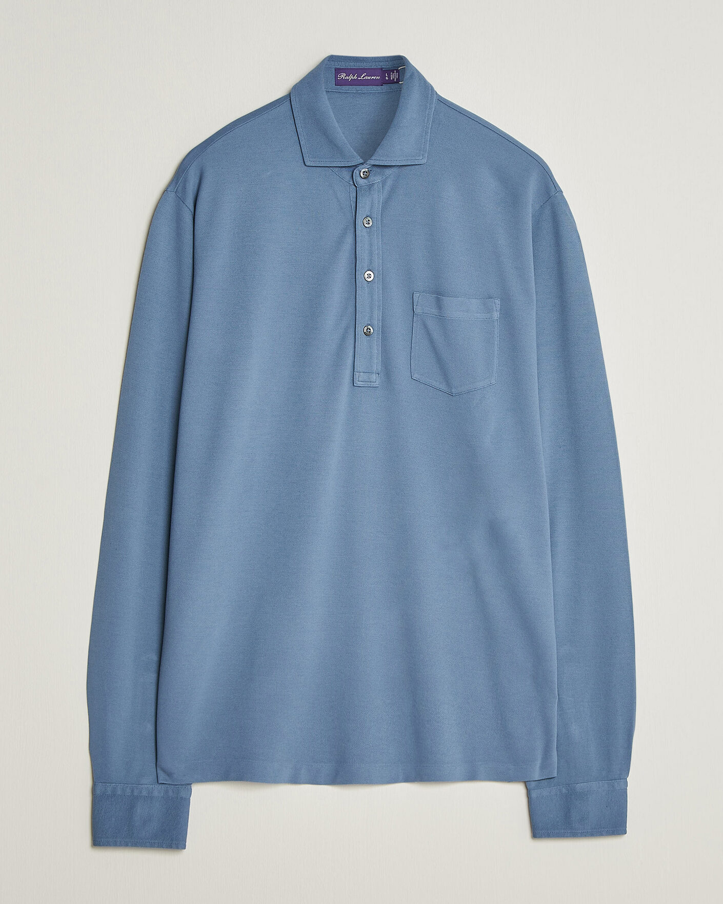 Hombres | Polos | Ralph Lauren Purple Label | Long Sleeve Washed Polo Blue Horizon
