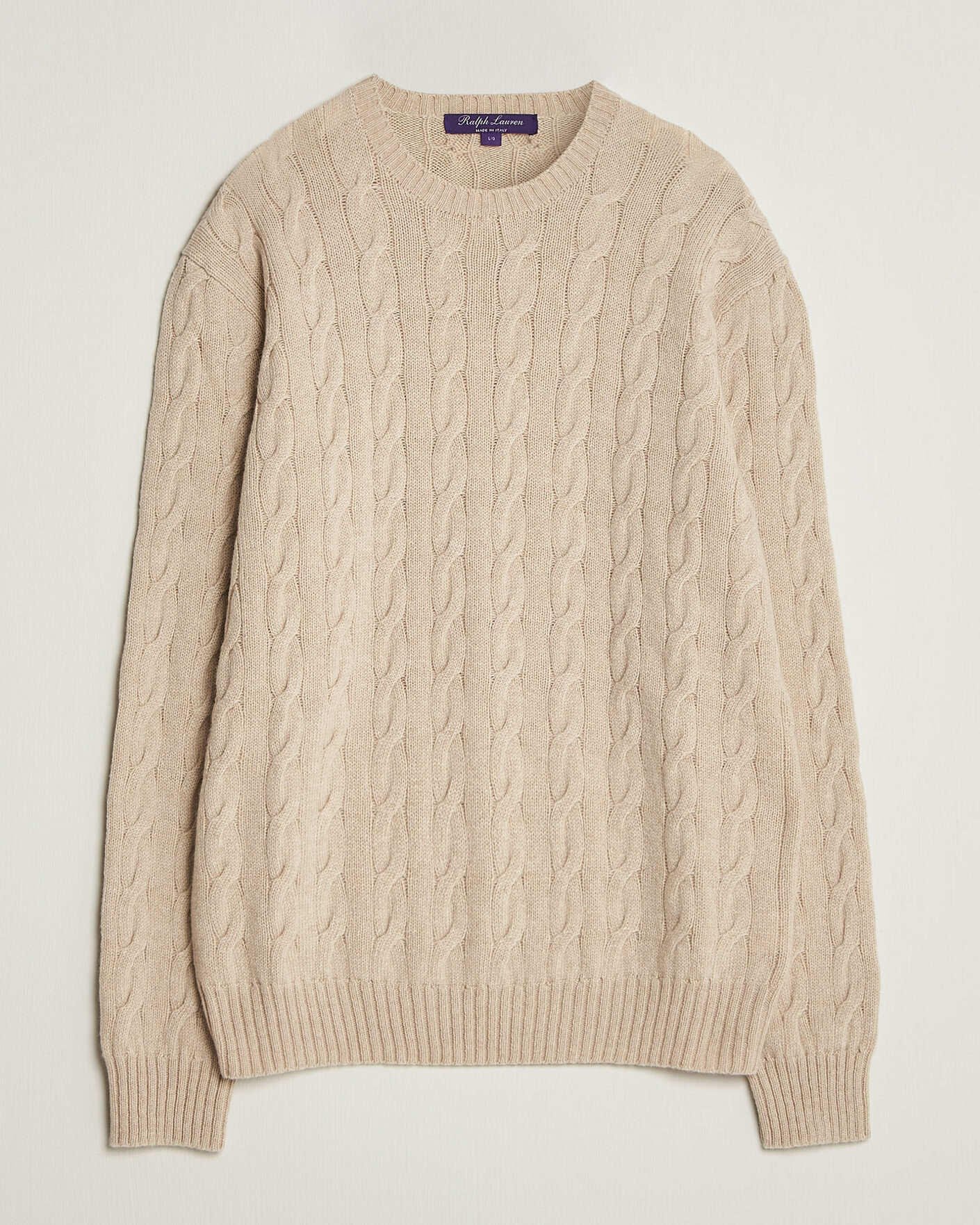 Hombres | Jerséis y prendas de punto | Ralph Lauren Purple Label | Cashmere Cable Sweater Beige Melange