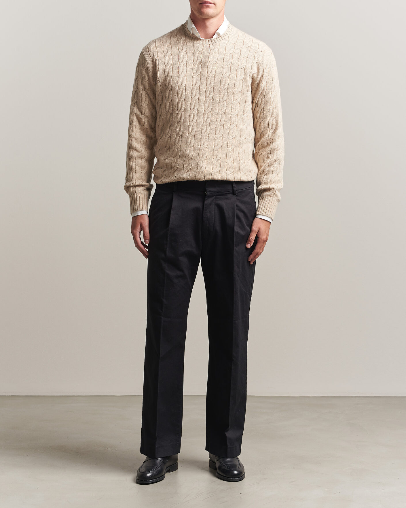 Hombres | Jerséis y prendas de punto | Ralph Lauren Purple Label | Cashmere Cable Sweater Beige Melange