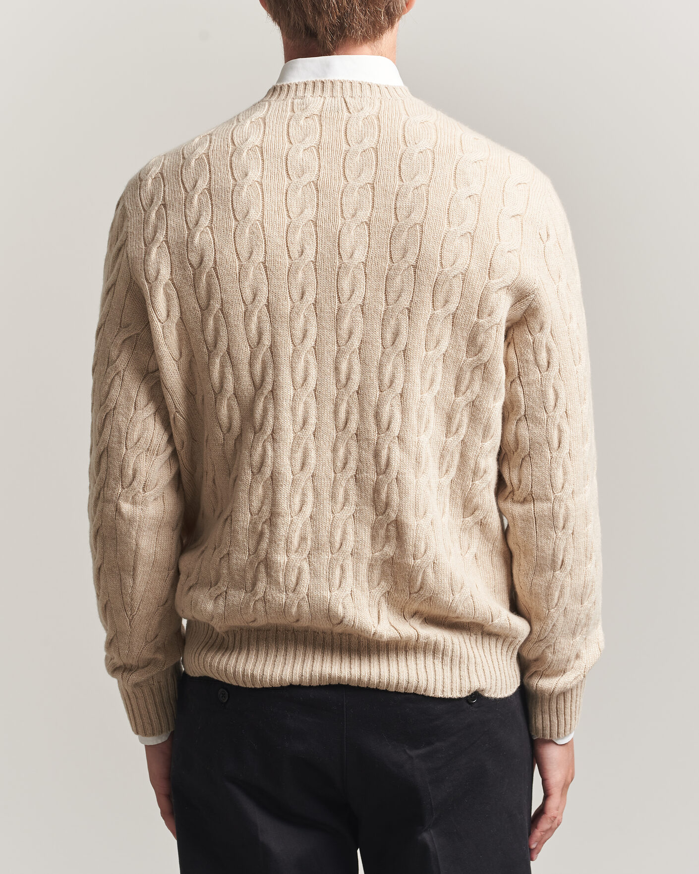 Hombres | Jerséis y prendas de punto | Ralph Lauren Purple Label | Cashmere Cable Sweater Beige Melange