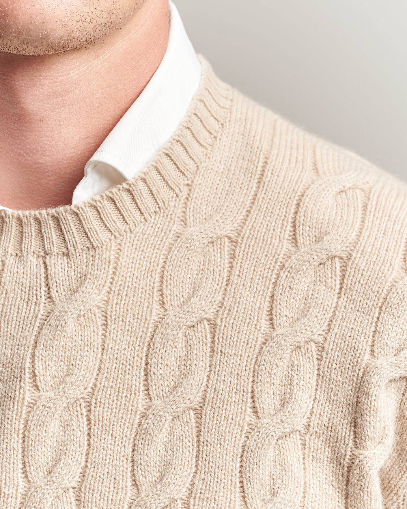 Hombres | Jerséis y prendas de punto | Ralph Lauren Purple Label | Cashmere Cable Sweater Beige Melange
