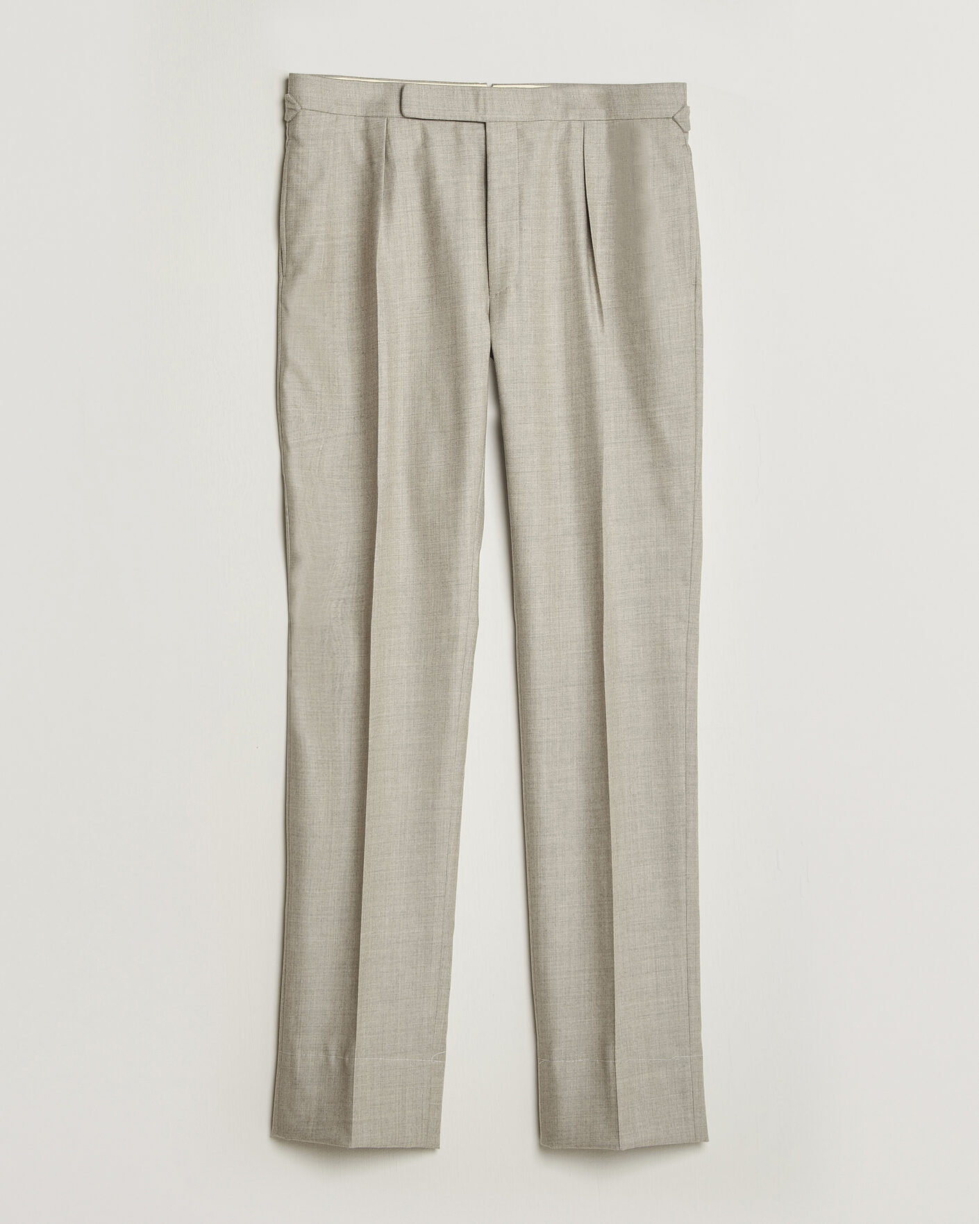 Hombres | Pantalones | Ralph Lauren Purple Label | Gregory Pleated Flannel Trousers Pearl Grey