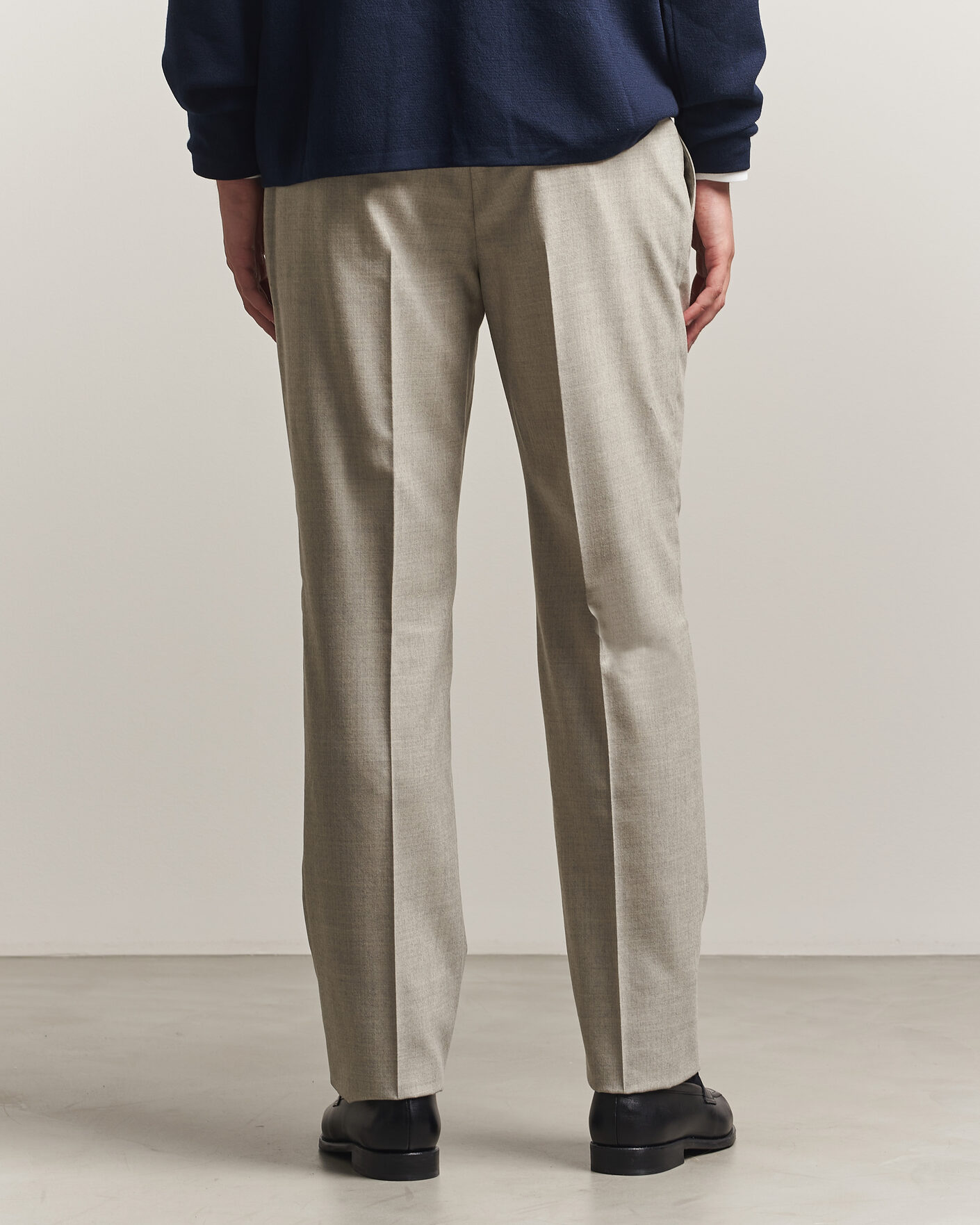 Hombres | Pantalones | Ralph Lauren Purple Label | Gregory Pleated Flannel Trousers Pearl Grey