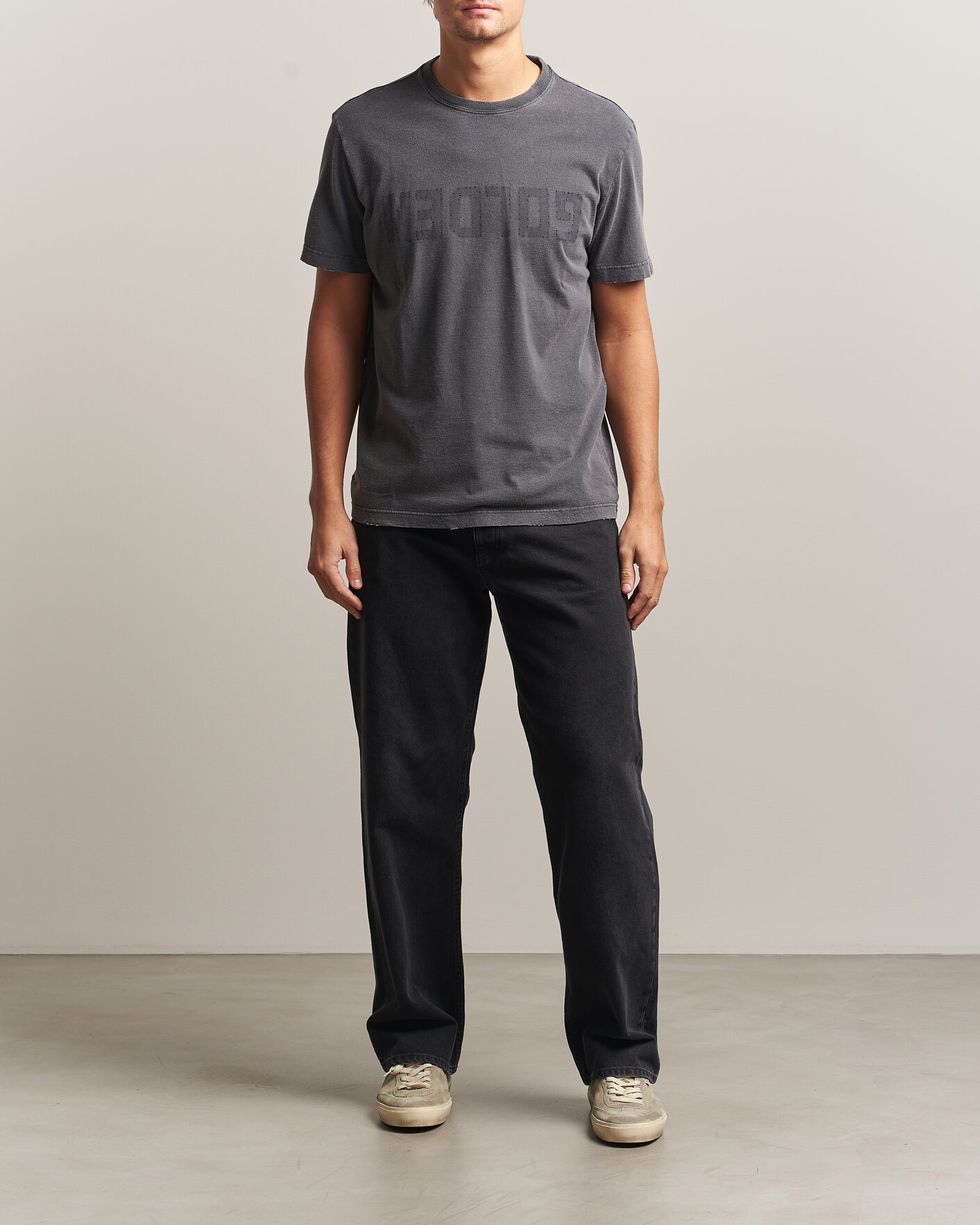 Hombres | Camisetas | Golden Goose | Distressed Cotton T-Shirt Anthracite