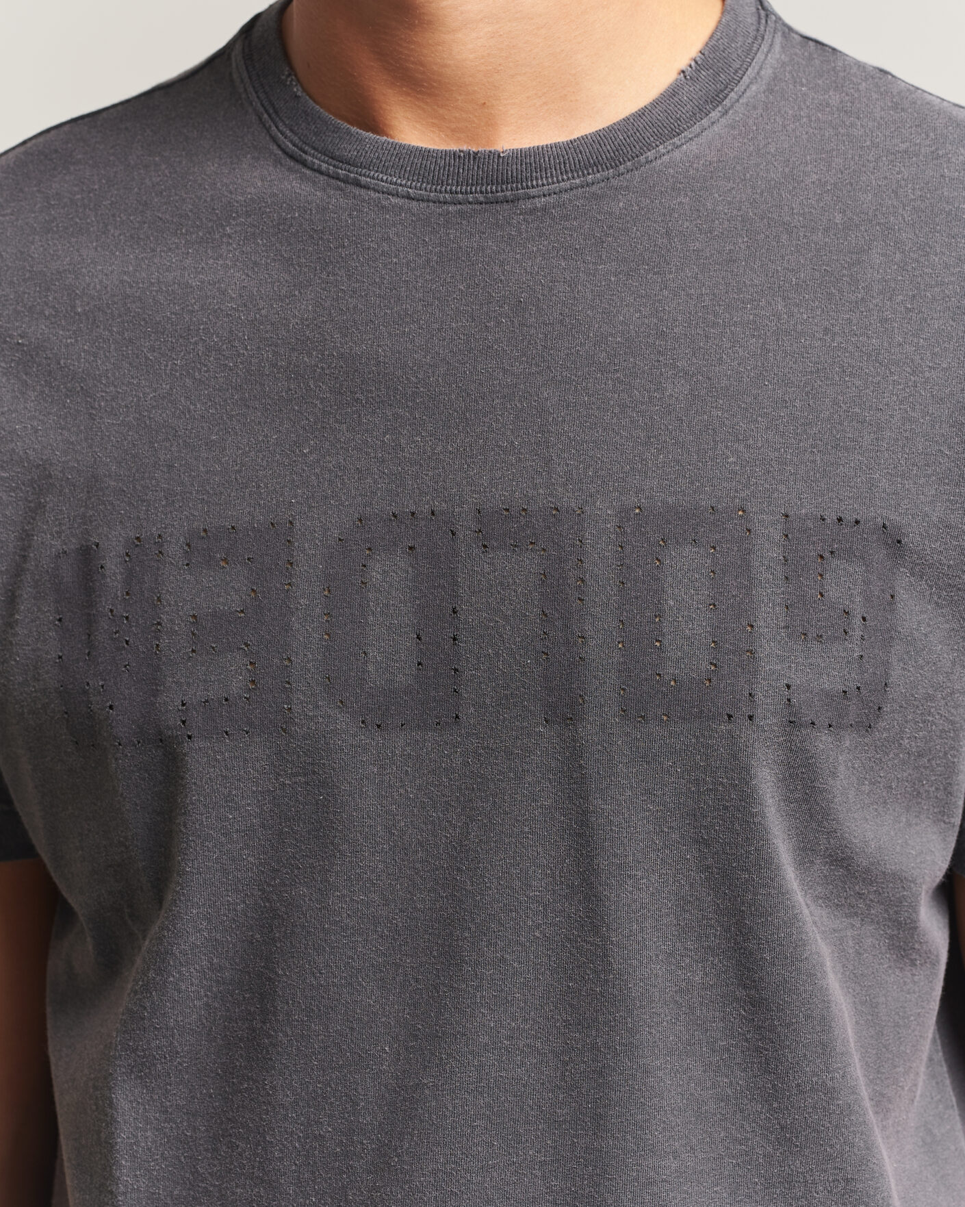 Hombres | Camisetas | Golden Goose | Distressed Cotton T-Shirt Anthracite