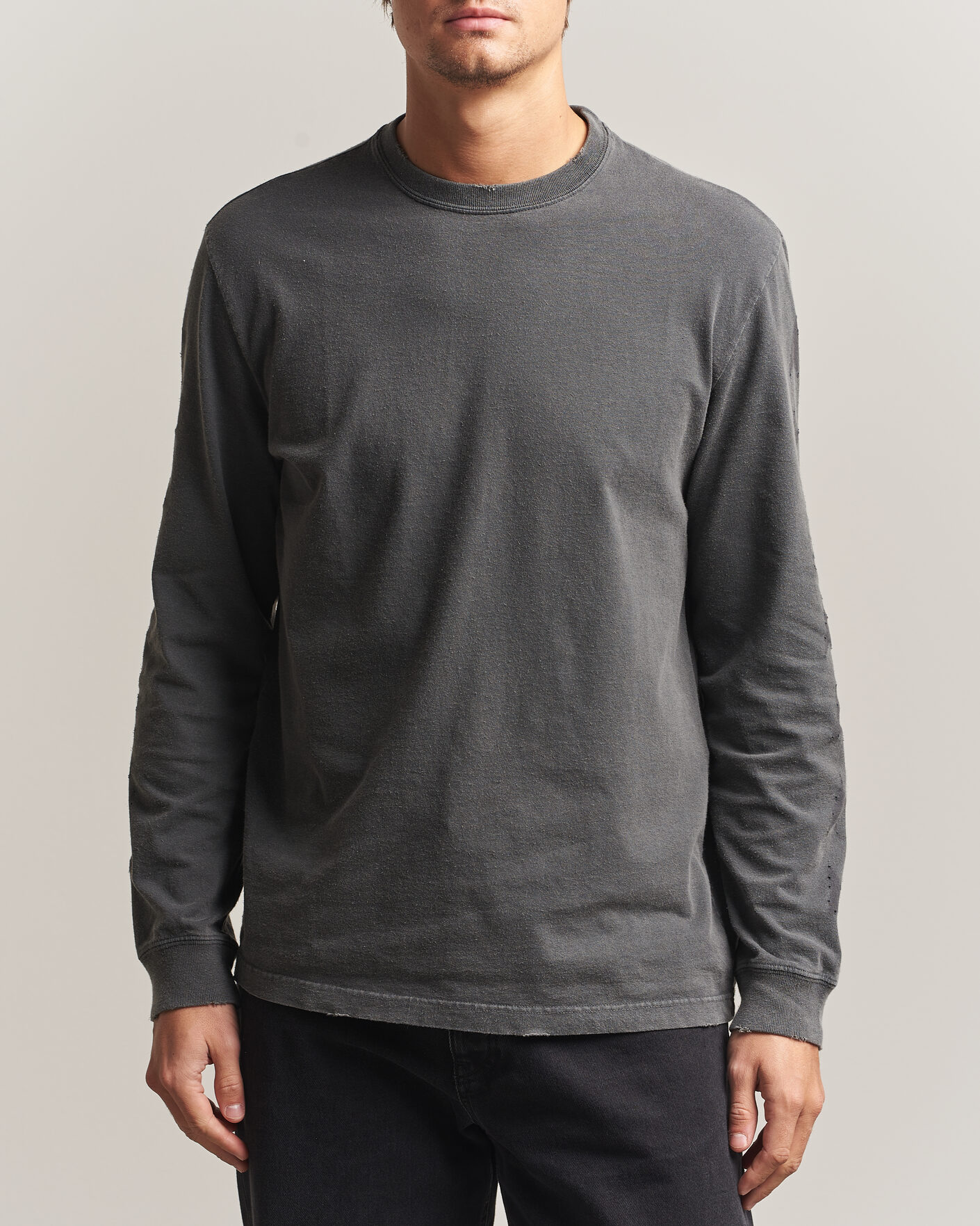 Hombres | Jerséis y prendas de punto | Golden Goose | Long Sleeve Garment Dyed T-Shirt Anthracite