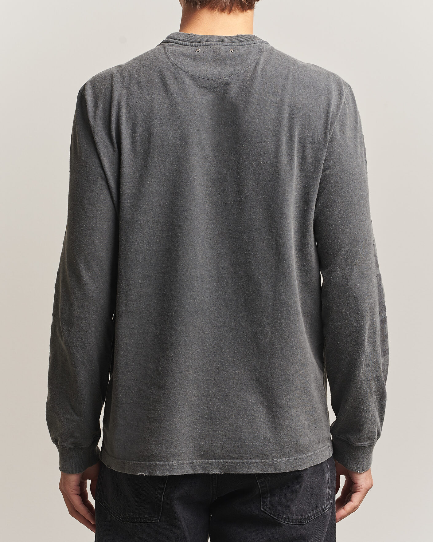 Hombres | Jerséis y prendas de punto | Golden Goose | Long Sleeve Garment Dyed T-Shirt Anthracite