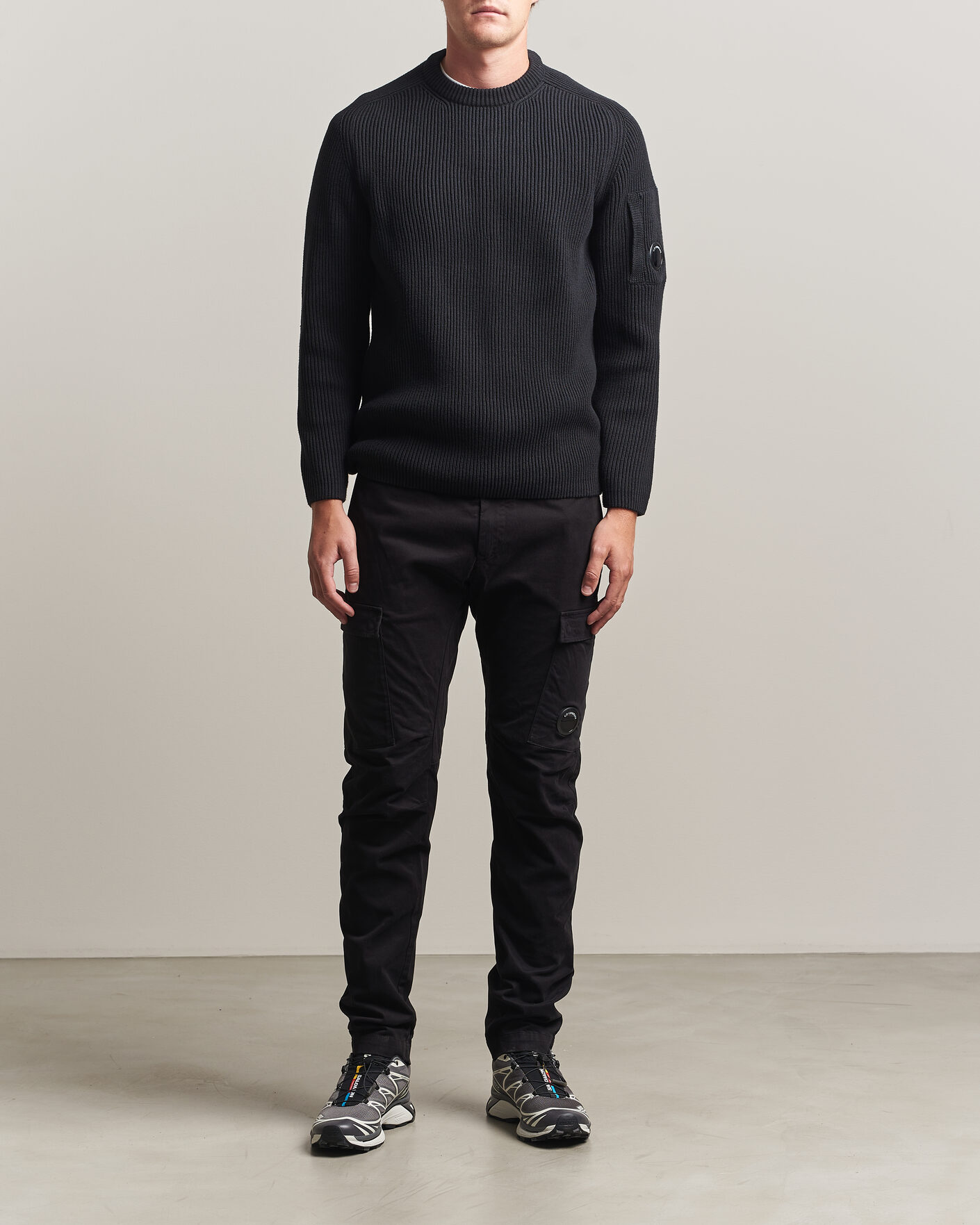 Hombres | Pantalones | C.P. Company | Stretch Satin Lens Cargo Pants Black