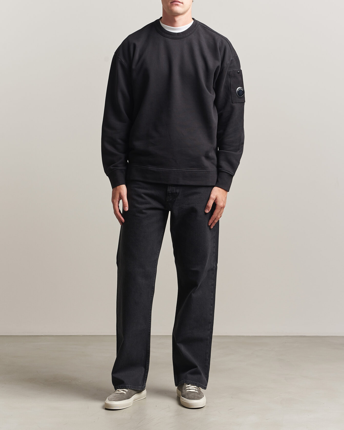 Hombres | Jerséis y prendas de punto | C.P. Company | Brushed Emerized Fleece Lens Sweatshirt Black