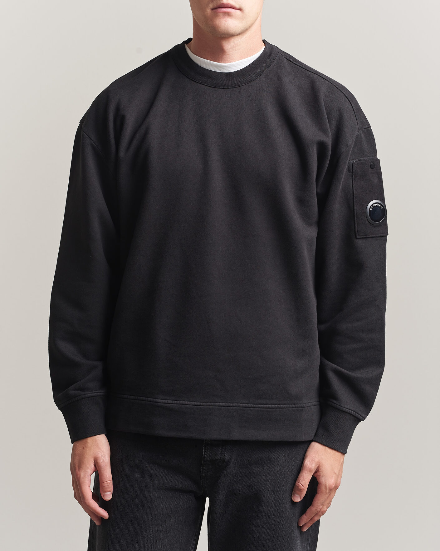 Hombres | Jerséis y prendas de punto | C.P. Company | Brushed Emerized Fleece Lens Sweatshirt Black