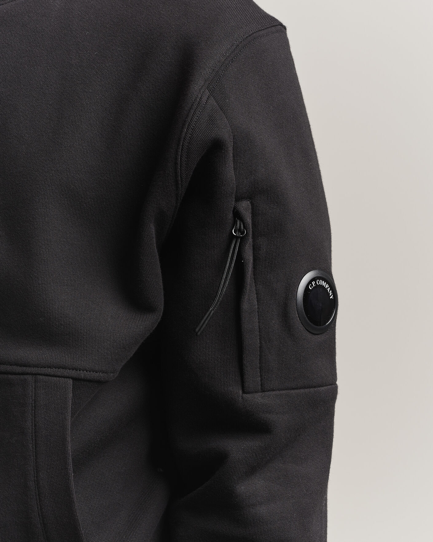 Hombres | Jerséis y prendas de punto | C.P. Company | Diagonal Raised Fleece Lens Hood Black