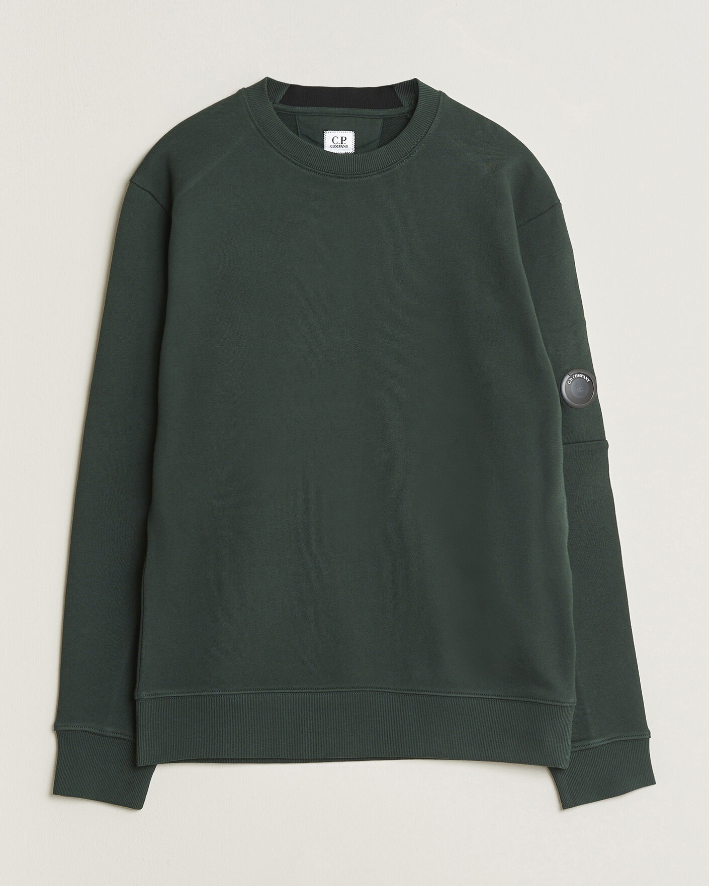Hombres | Jerséis y prendas de punto | C.P. Company | Diagonal Raised Fleece Lens Sweatshirt Emerald Green