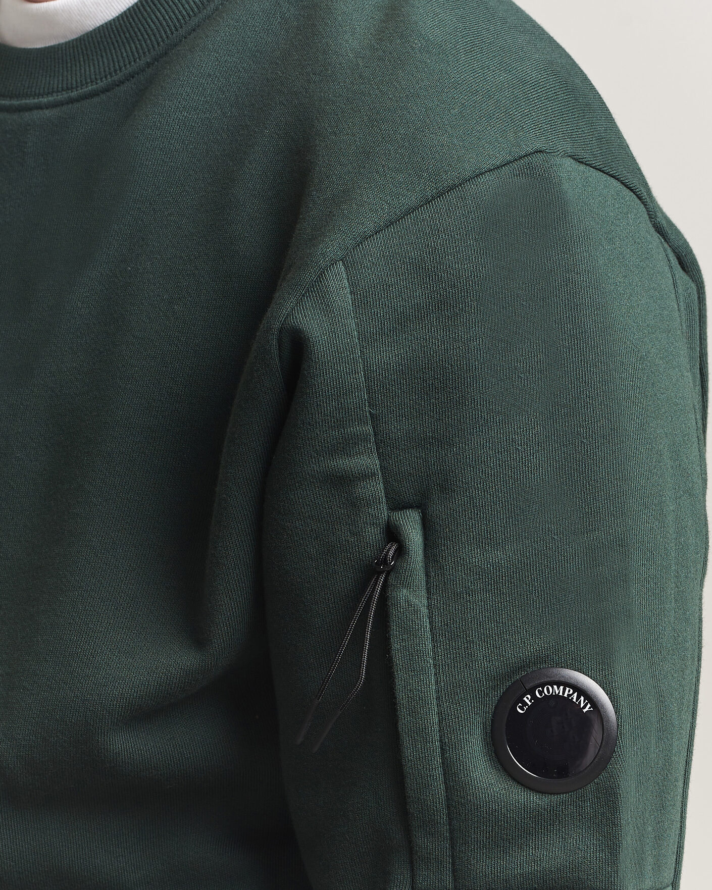 Hombres | Jerséis y prendas de punto | C.P. Company | Diagonal Raised Fleece Lens Sweatshirt Emerald Green