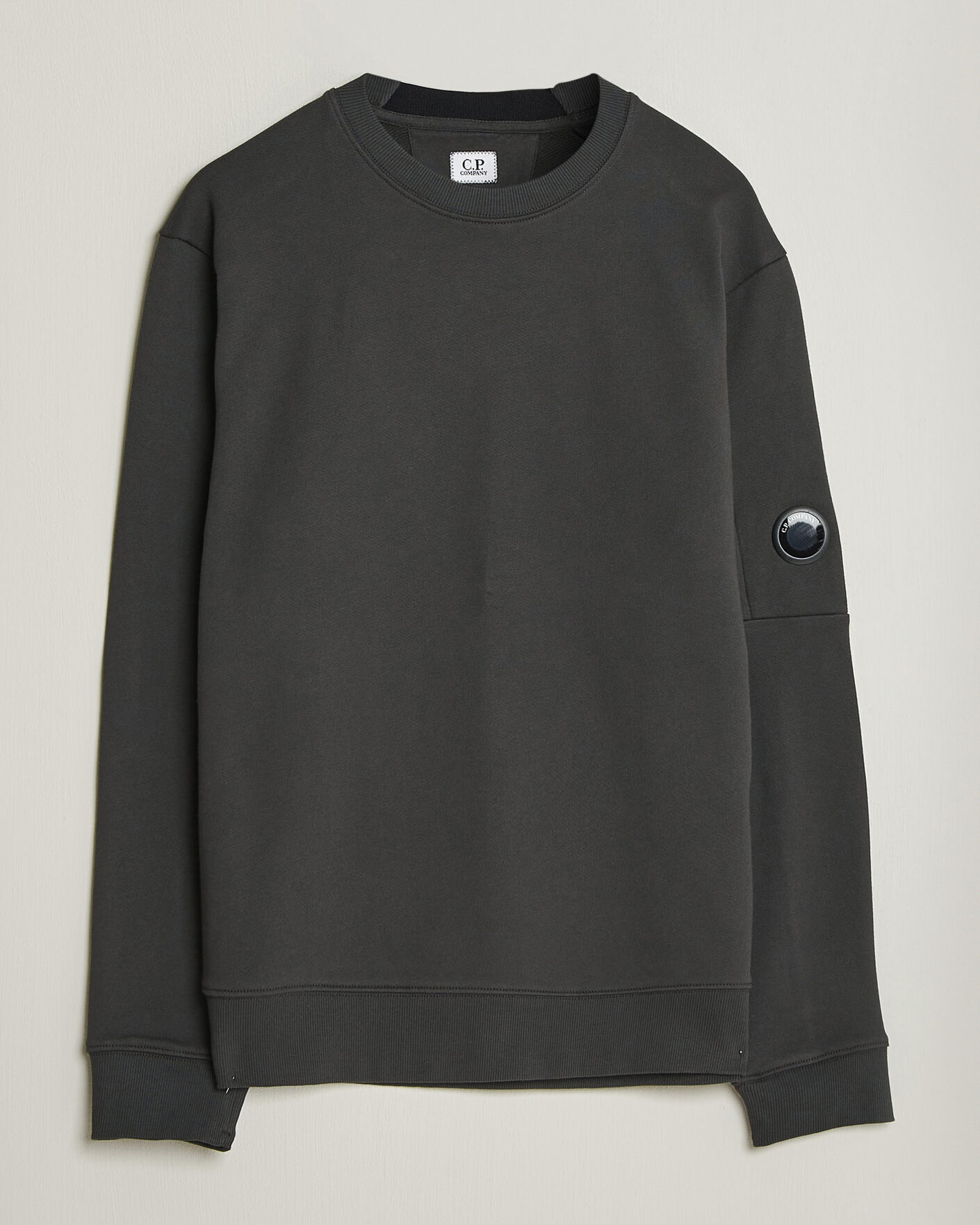 Hombres | Jerséis y prendas de punto | C.P. Company | Diagonal Raised Fleece Lens Sweatshirt Dark Grey