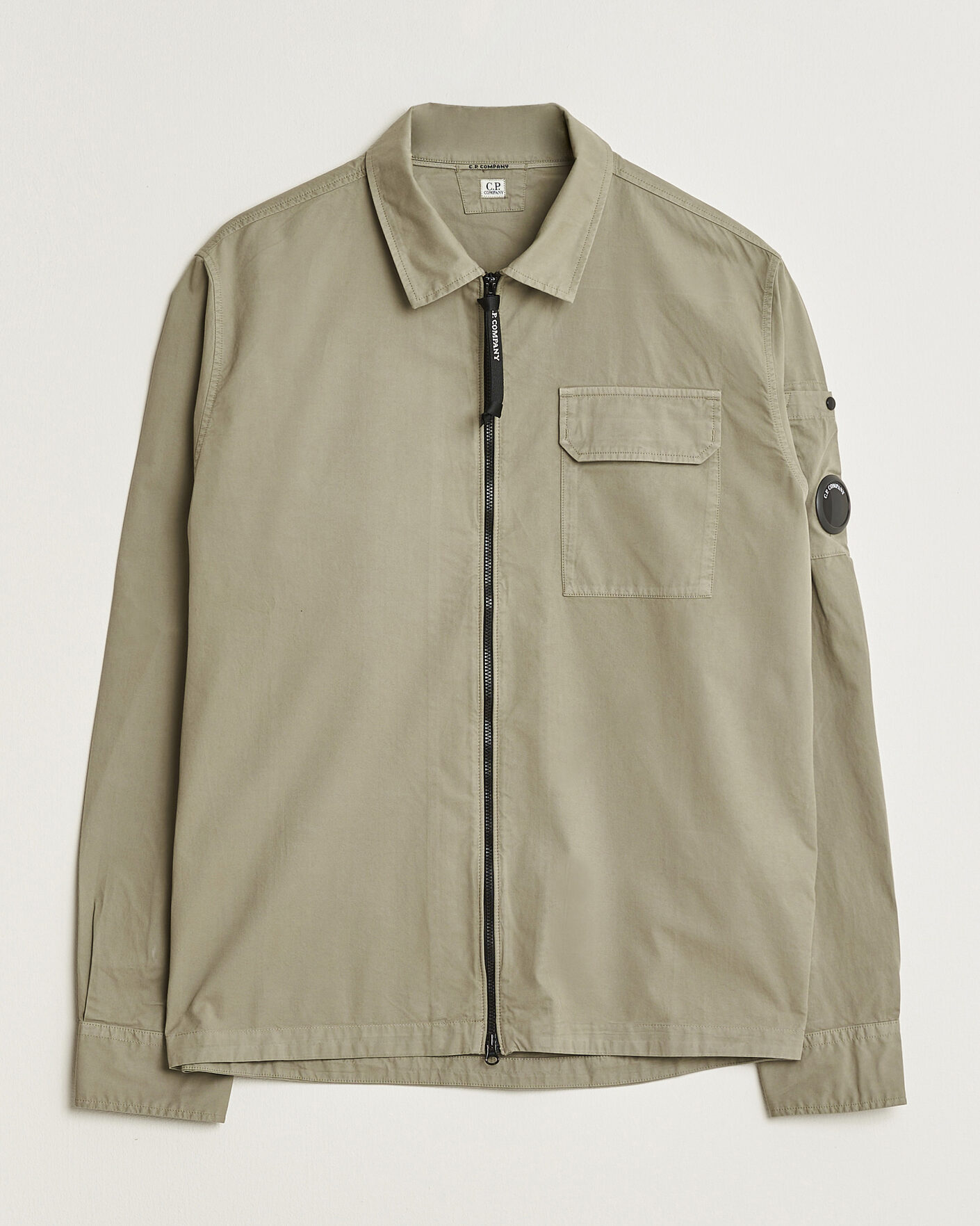 Hombres | Camisas | C.P. Company | Organic Cotton Gabardine Zip Overshirt Grey