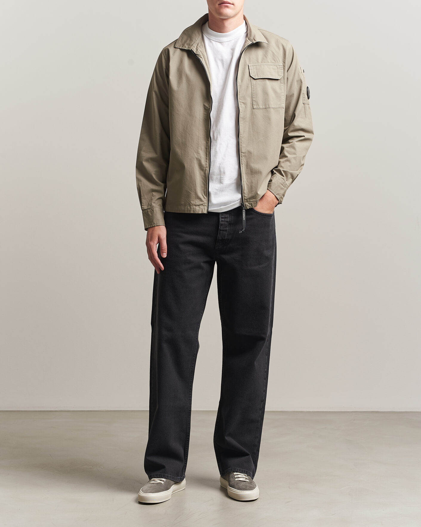 Hombres | Camisas | C.P. Company | Organic Cotton Gabardine Zip Overshirt Grey
