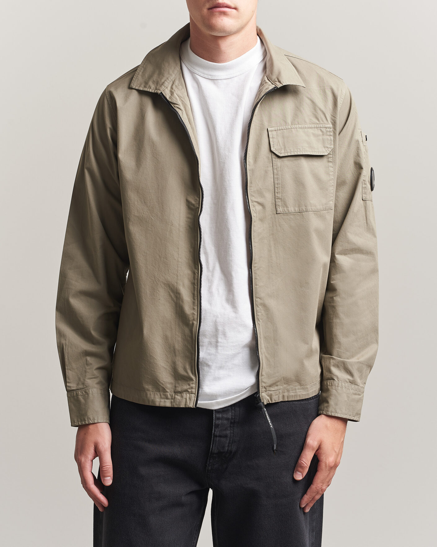 Hombres | Camisas | C.P. Company | Organic Cotton Gabardine Zip Overshirt Grey