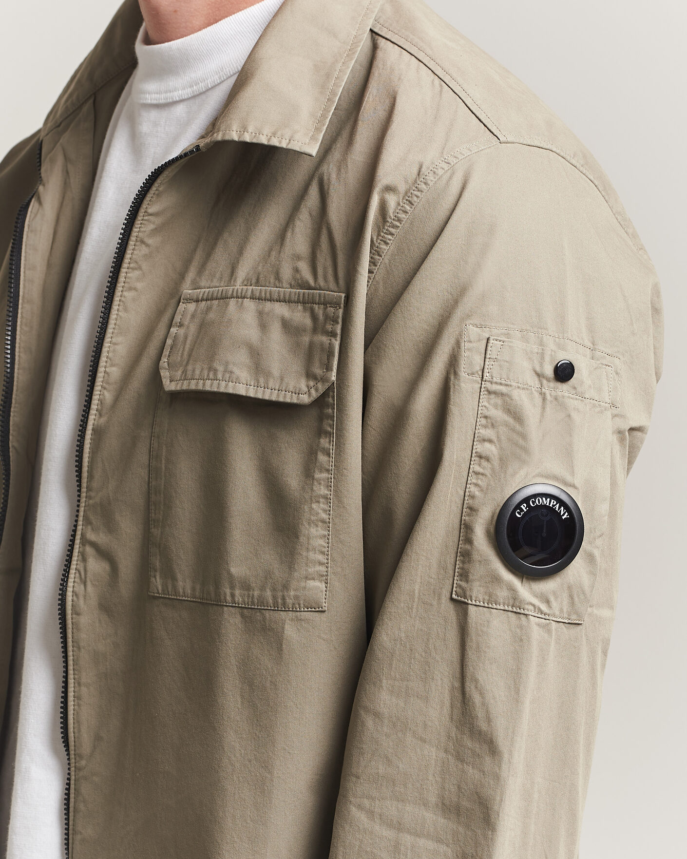 Hombres | Camisas | C.P. Company | Organic Cotton Gabardine Zip Overshirt Grey