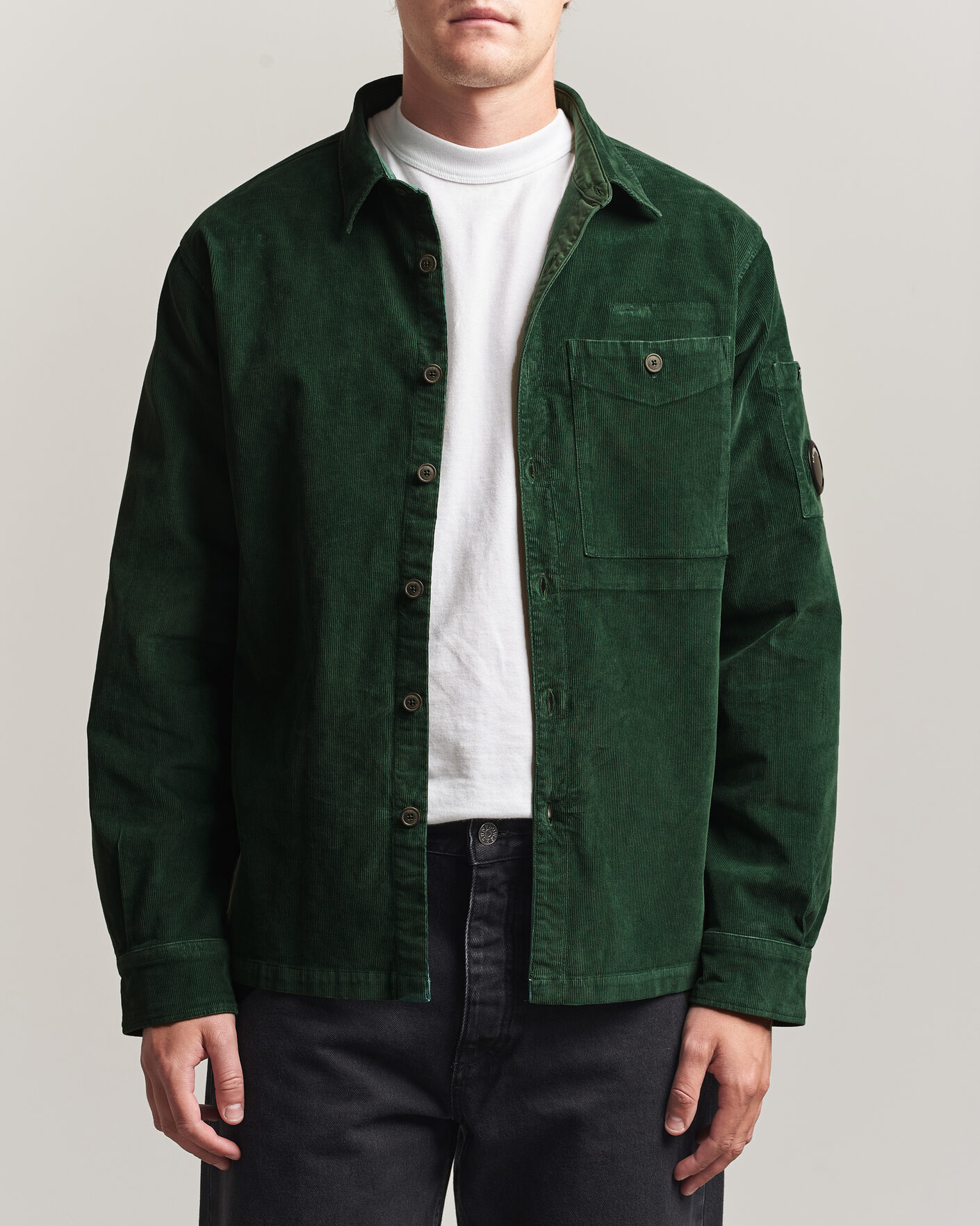 Hombres | Camisas | C.P. Company | Corduroy Lens Overshirt Emerald Green