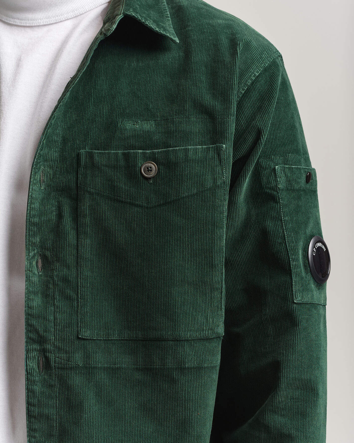 Hombres | Camisas | C.P. Company | Corduroy Lens Overshirt Emerald Green