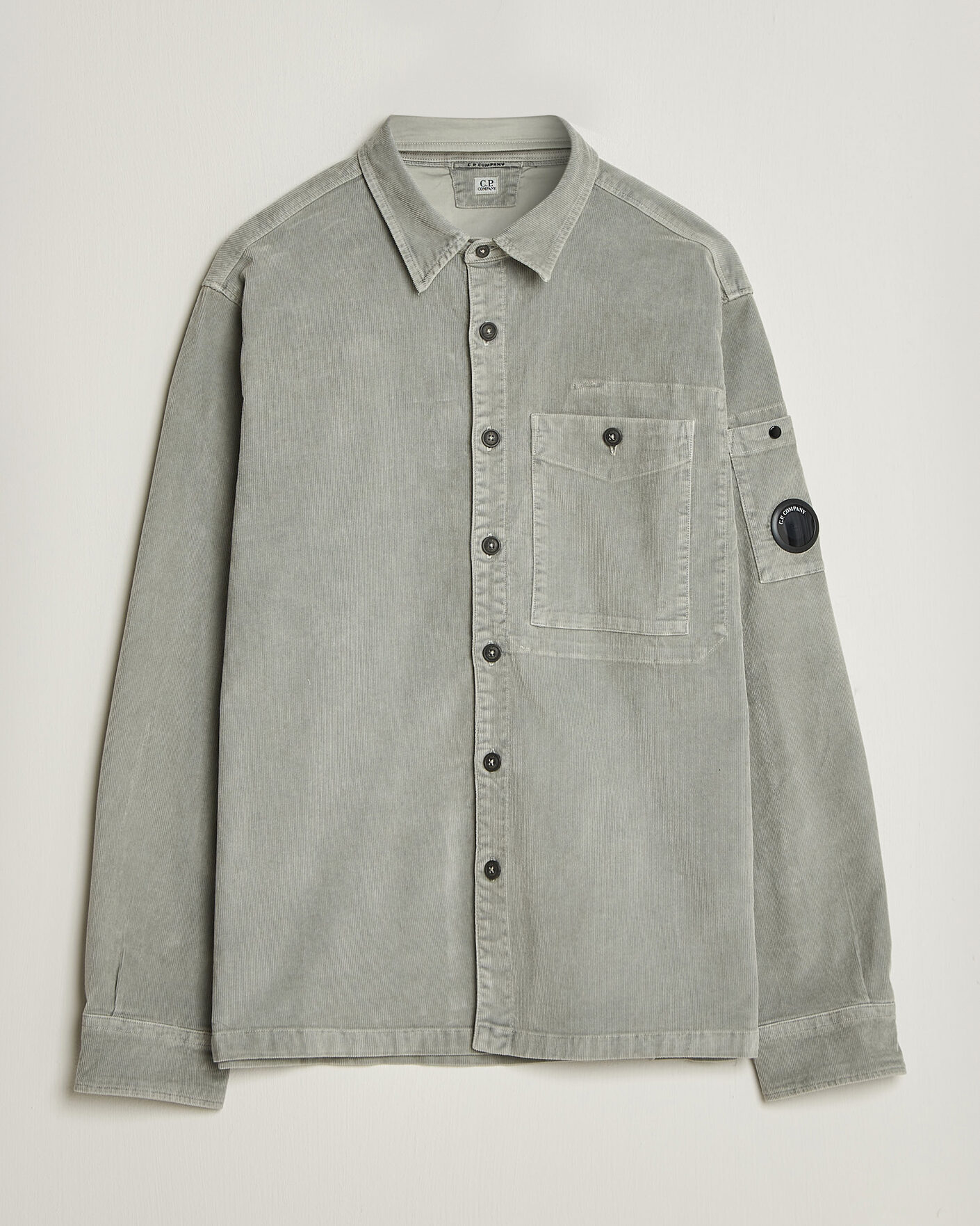 Hombres | Camisas | C.P. Company | Corduroy Lens Overshirt Light Grey