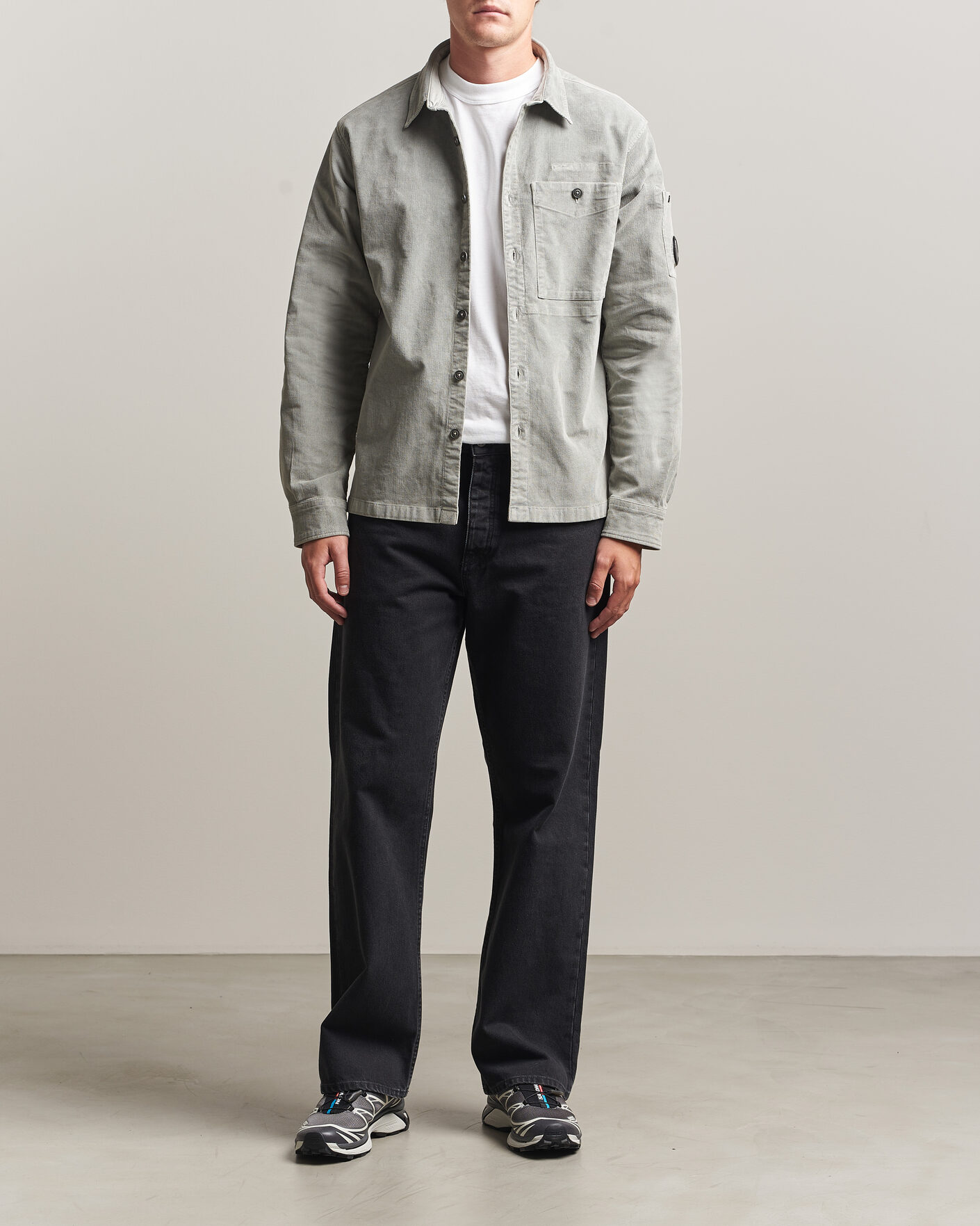 Hombres | Camisas | C.P. Company | Corduroy Lens Overshirt Light Grey