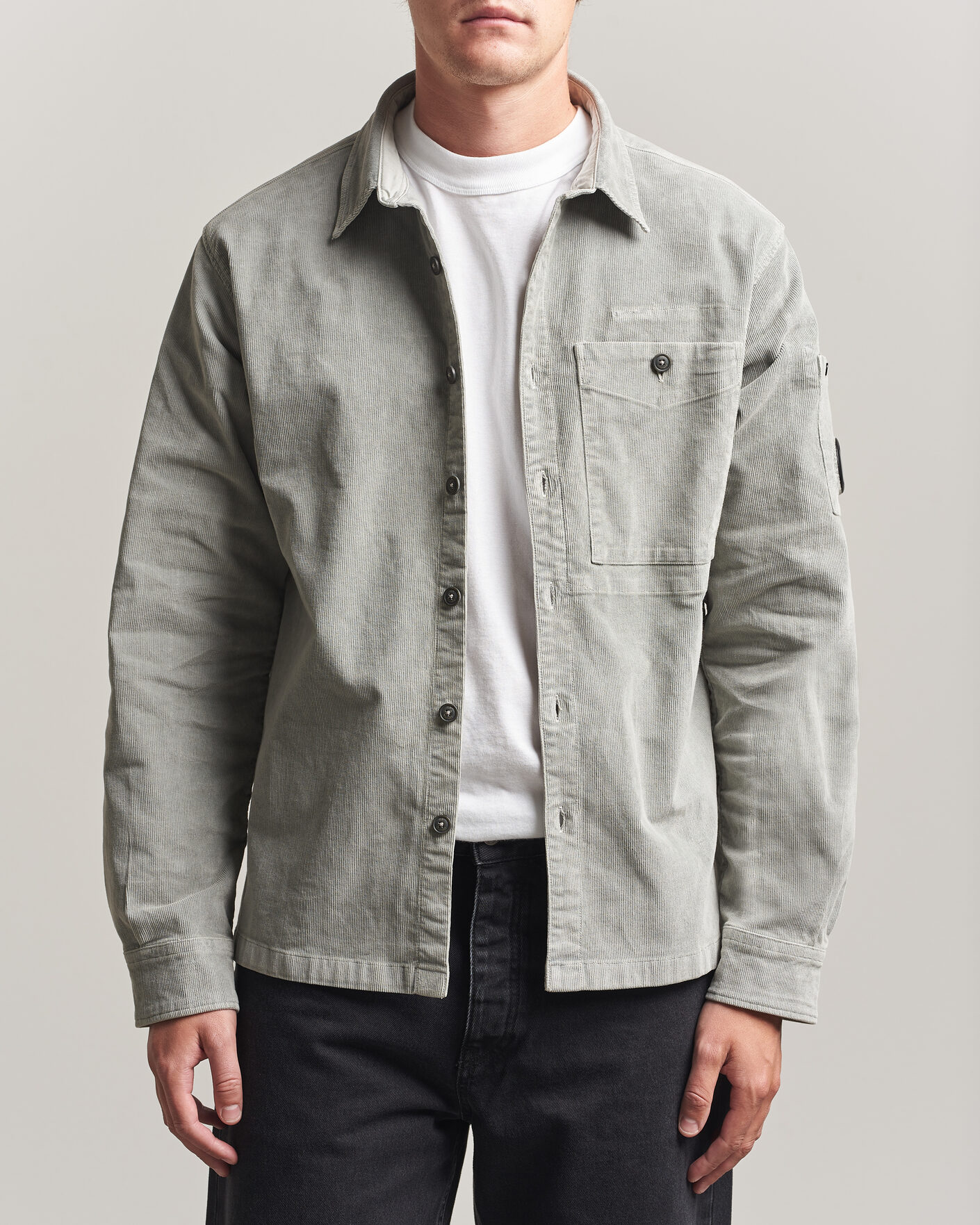 Hombres | Camisas | C.P. Company | Corduroy Lens Overshirt Light Grey
