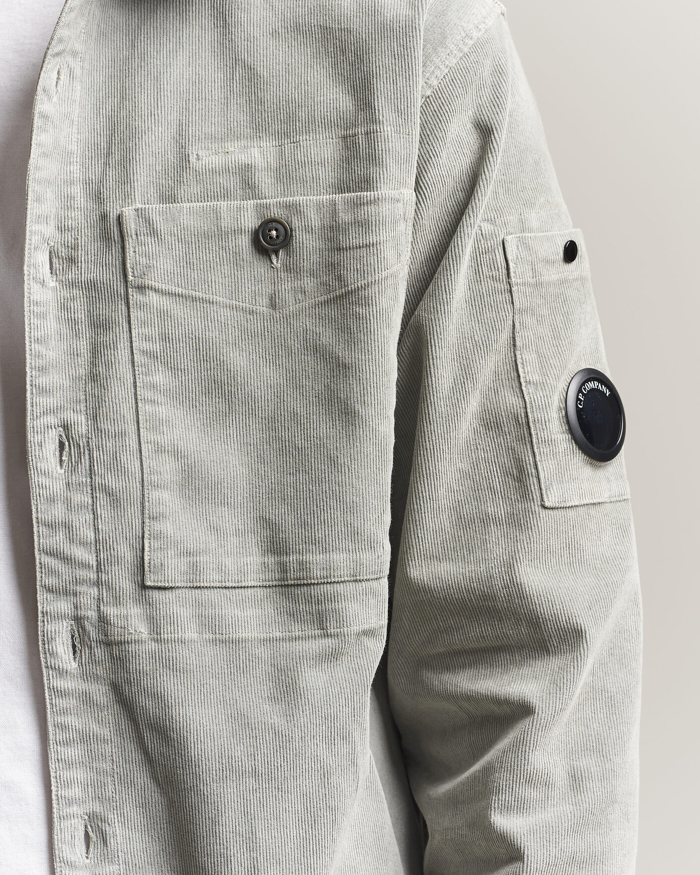 Hombres | Camisas | C.P. Company | Corduroy Lens Overshirt Light Grey