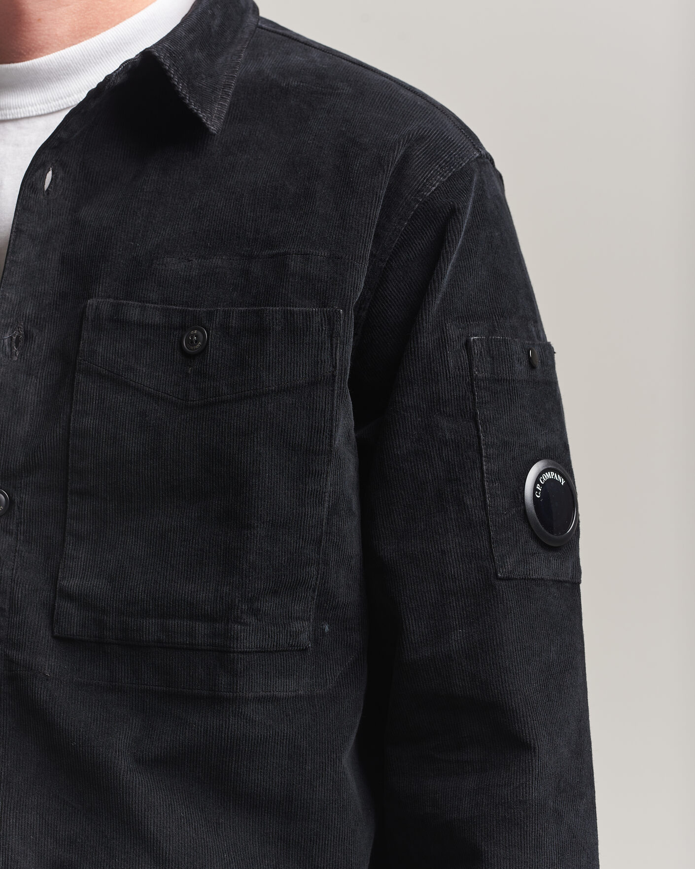 Hombres | Camisas | C.P. Company | Corduroy Lens Overshirt Black