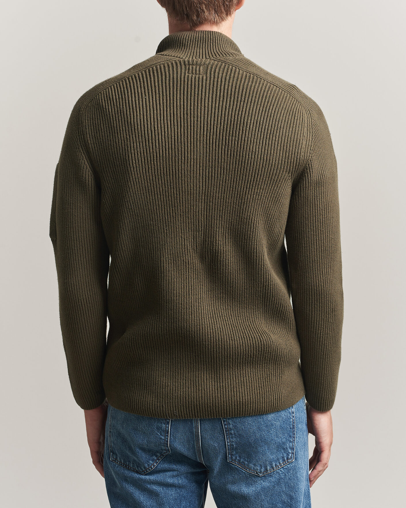 Hombres | Jerséis y prendas de punto | C.P. Company | Full Rib Knitted Cotton Half Button Dark Green