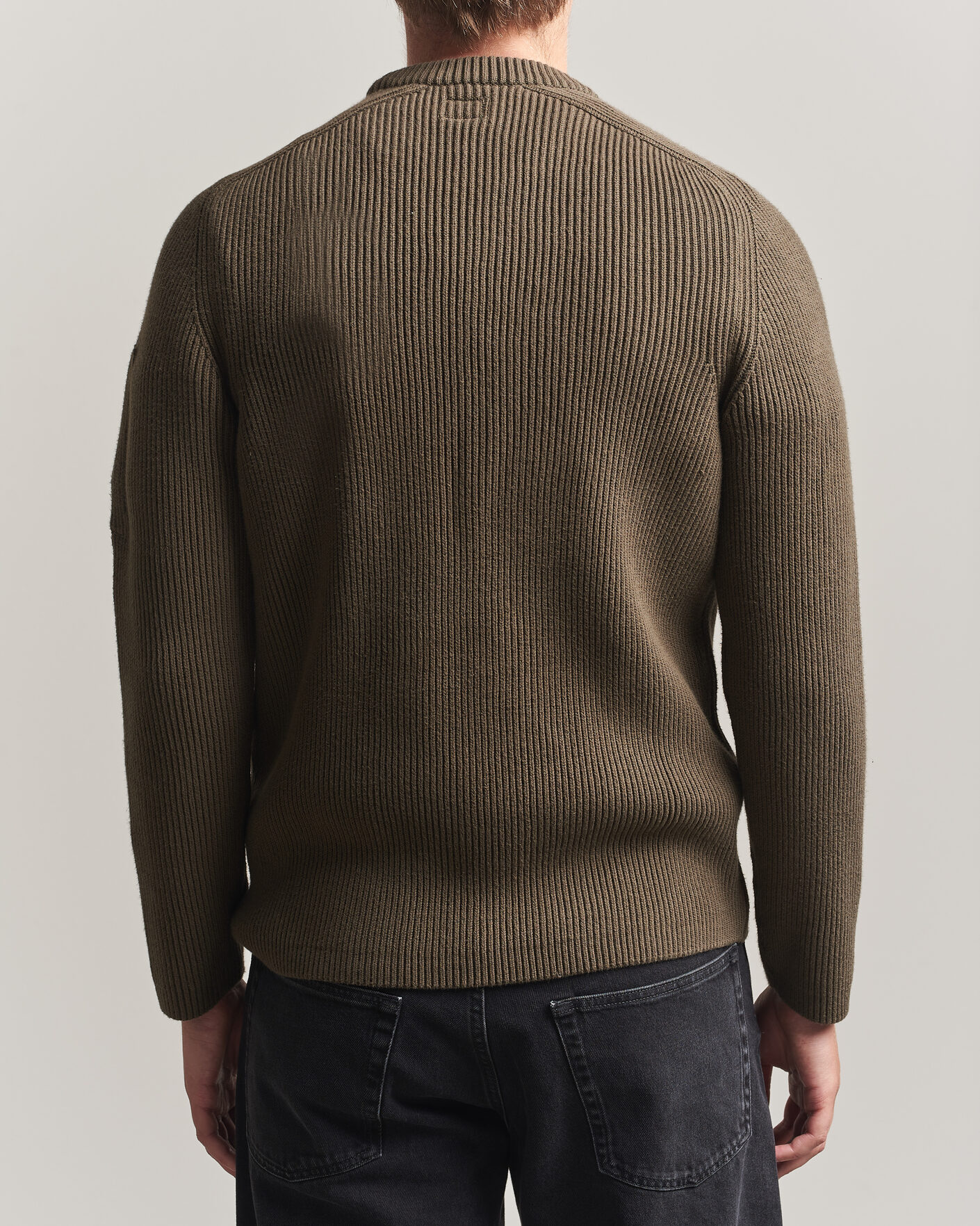 Hombres | Jerséis y prendas de punto | C.P. Company | Full Rib Knitted Cotton Crew Neck Dark Green
