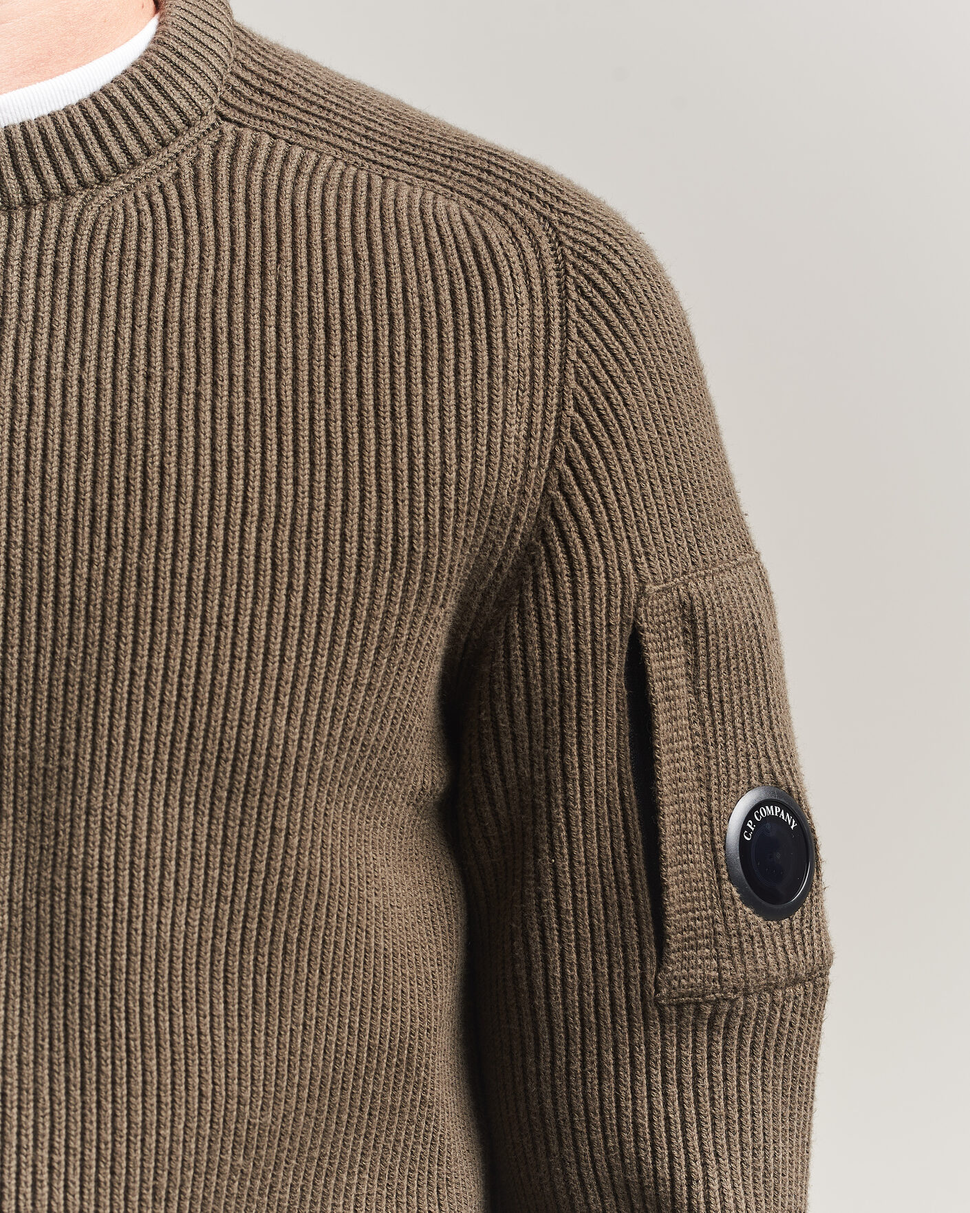 Hombres | Jerséis y prendas de punto | C.P. Company | Full Rib Knitted Cotton Crew Neck Dark Green