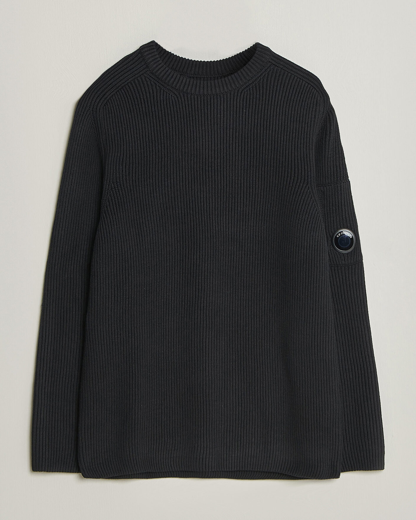 Hombres | Jerséis y prendas de punto | C.P. Company | Full Rib Knitted Cotton Crew Neck Black