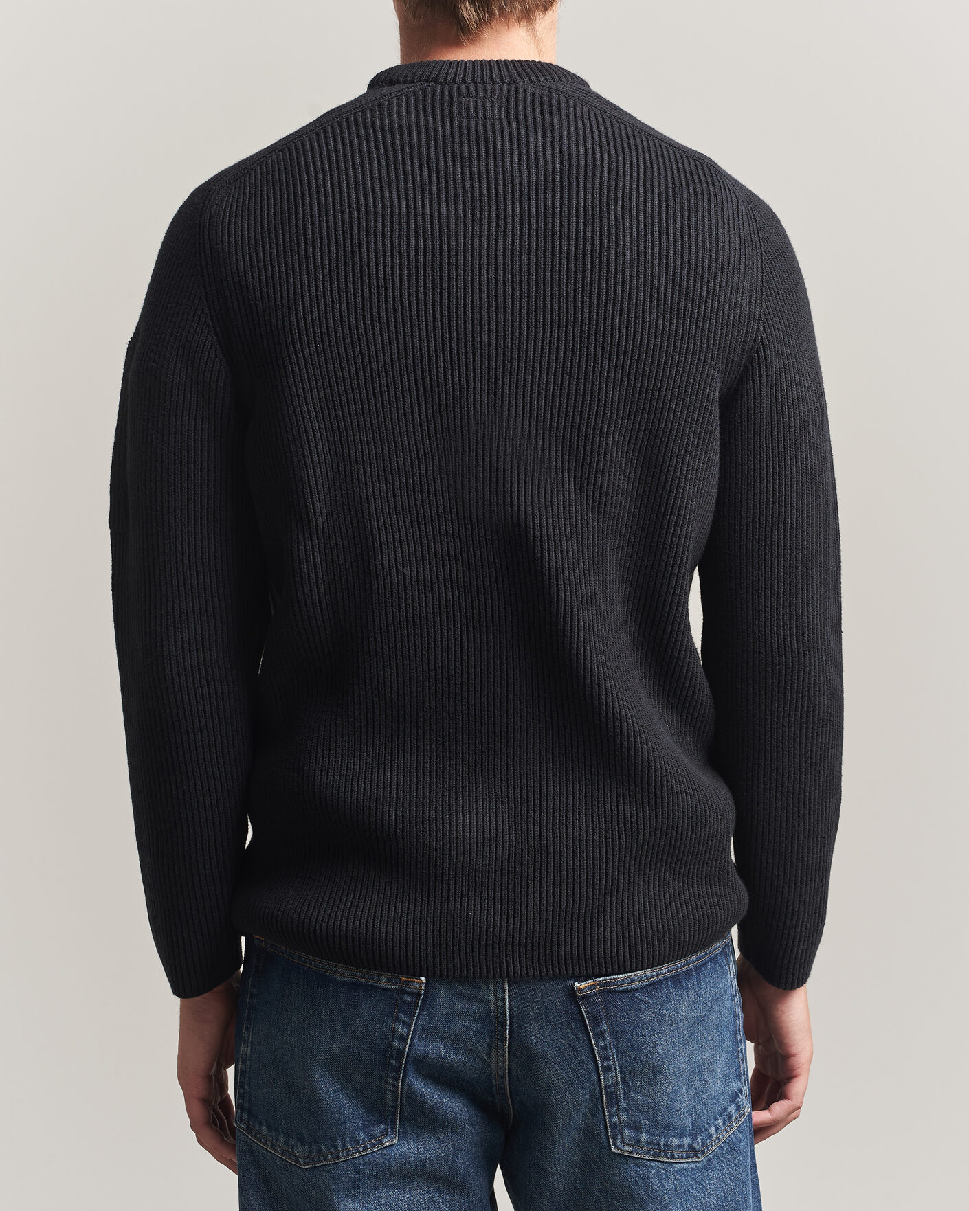 Hombres | Jerséis y prendas de punto | C.P. Company | Full Rib Knitted Cotton Crew Neck Black